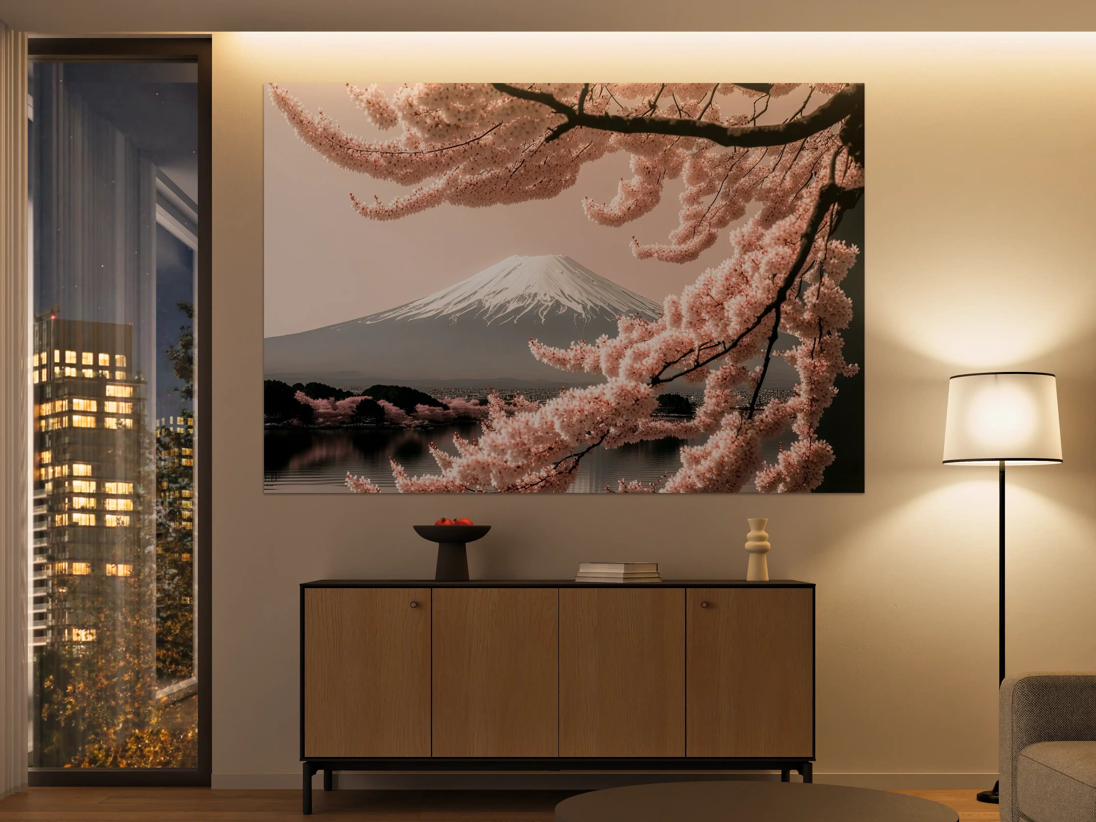 Große Wandbilder - Sakura Baum mit Fuji Berg im Hintergrund