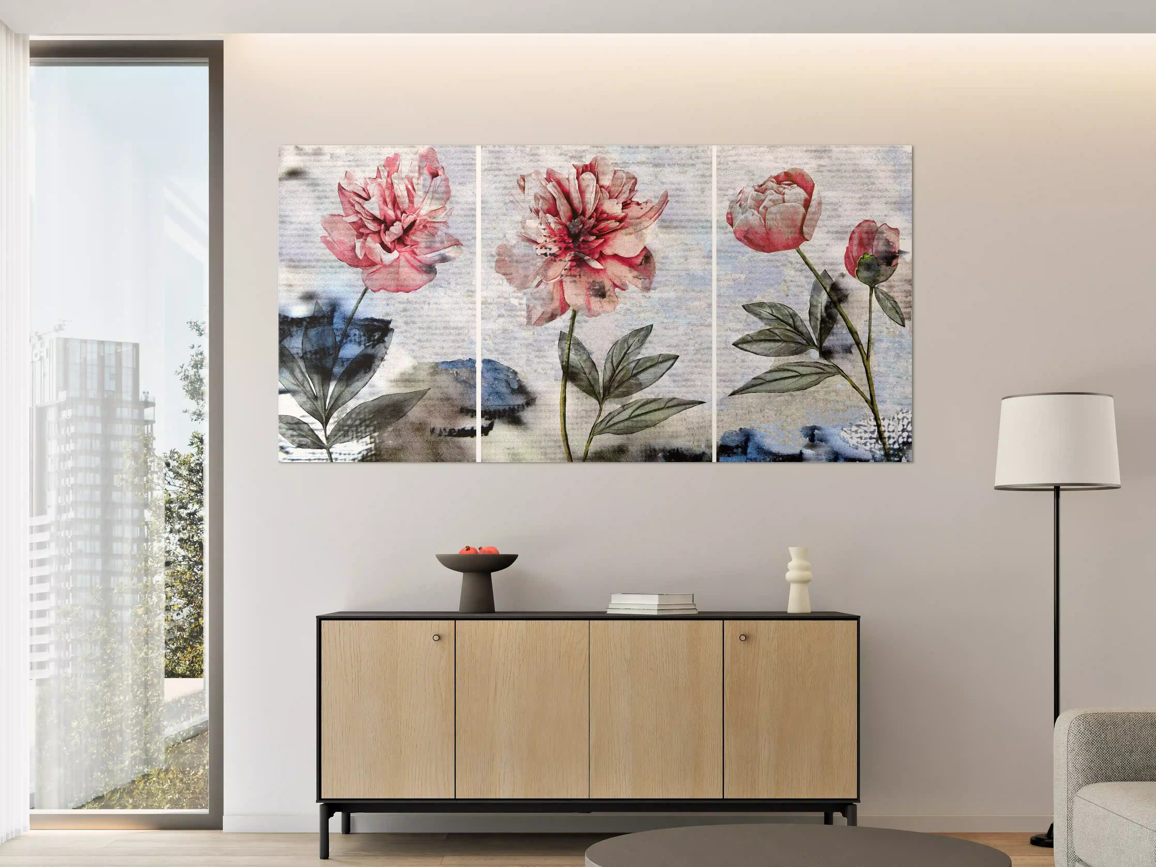 Große Wandbilder - Sammlung von rosa Blumen - Ölgemälden