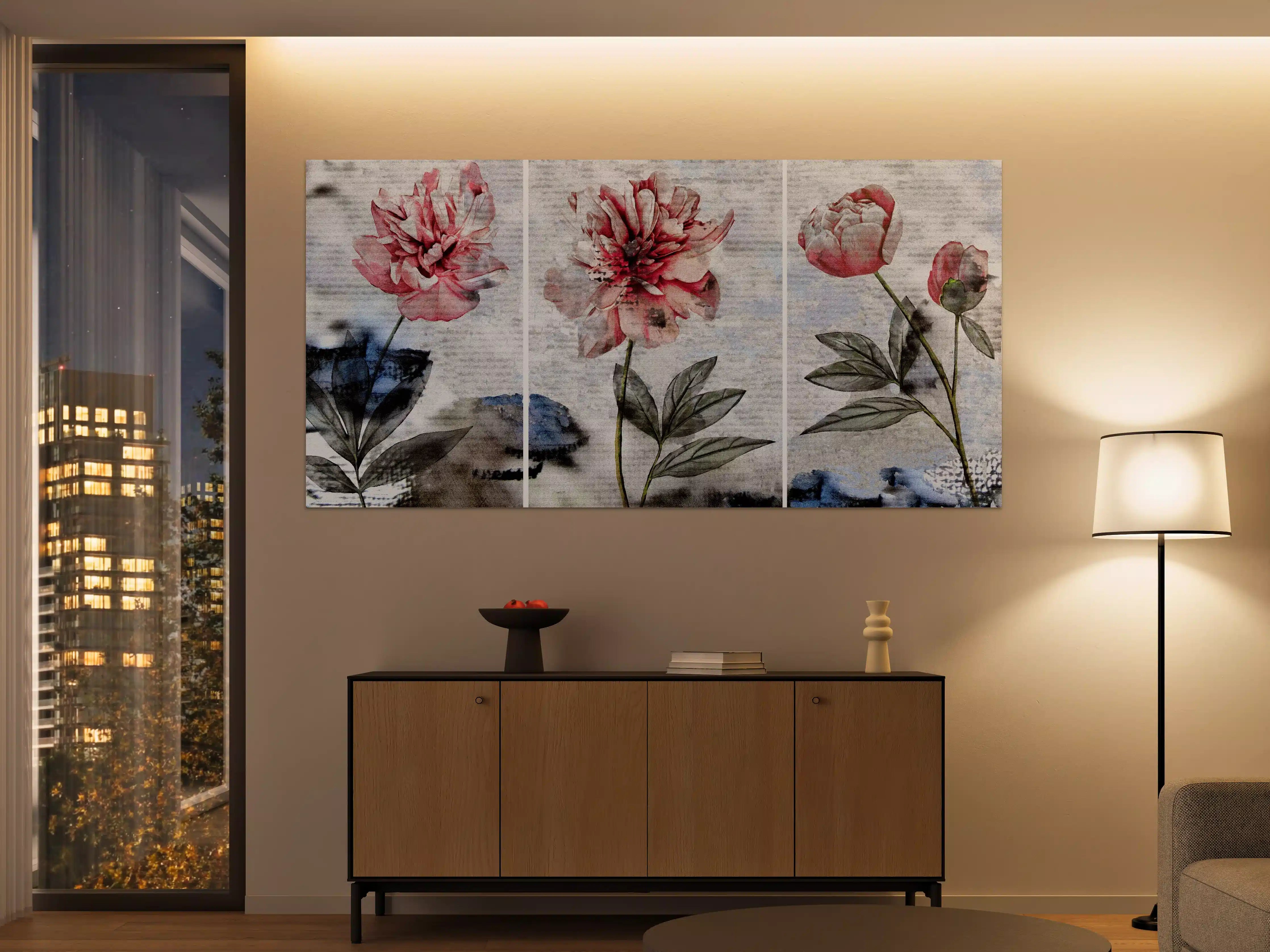 Große Wandbilder - Sammlung von rosa Blumen - Ölgemälden