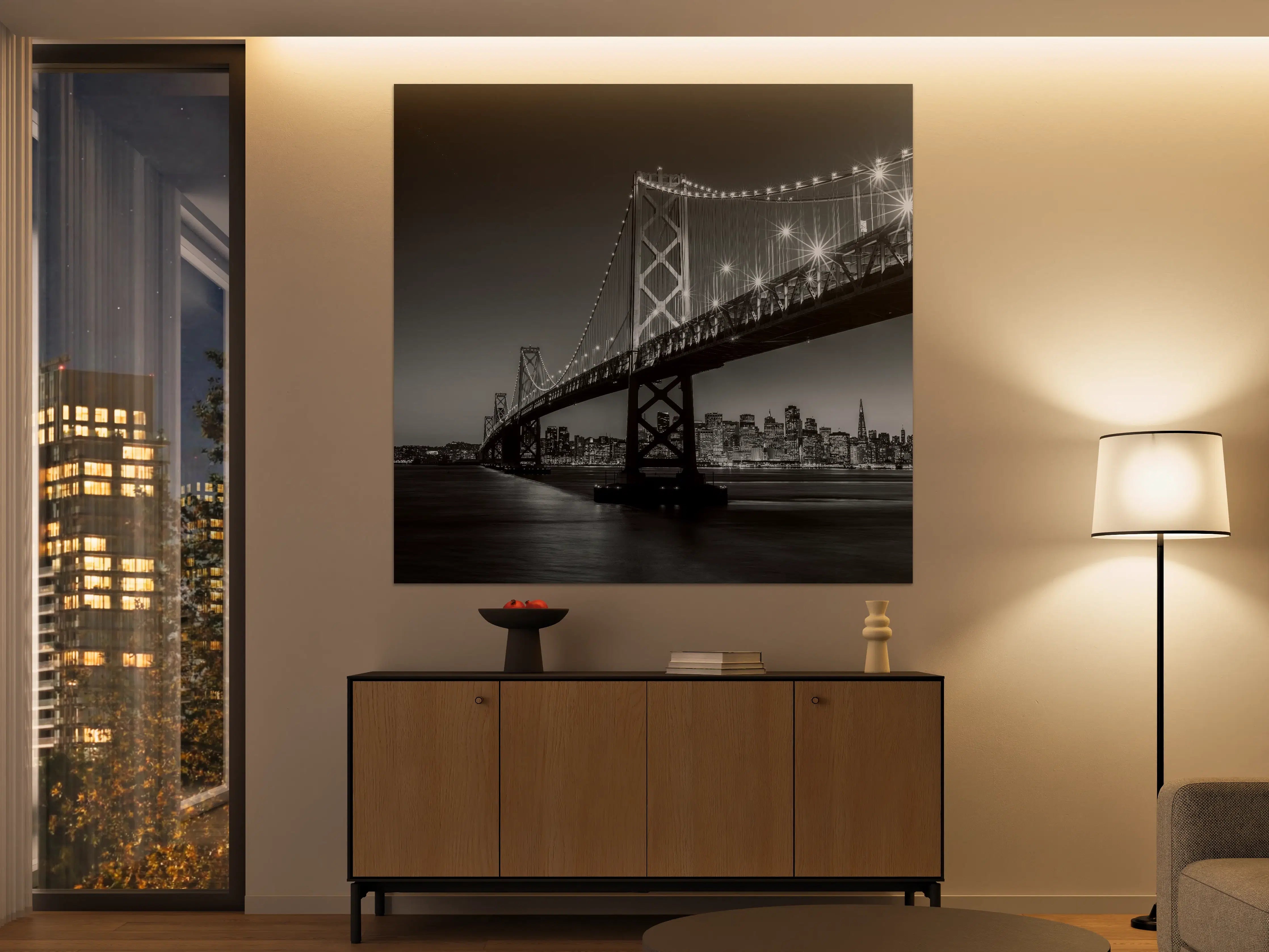 Große Wandbilder - San Francisco Bay Bridge in Schwarz und Weiß