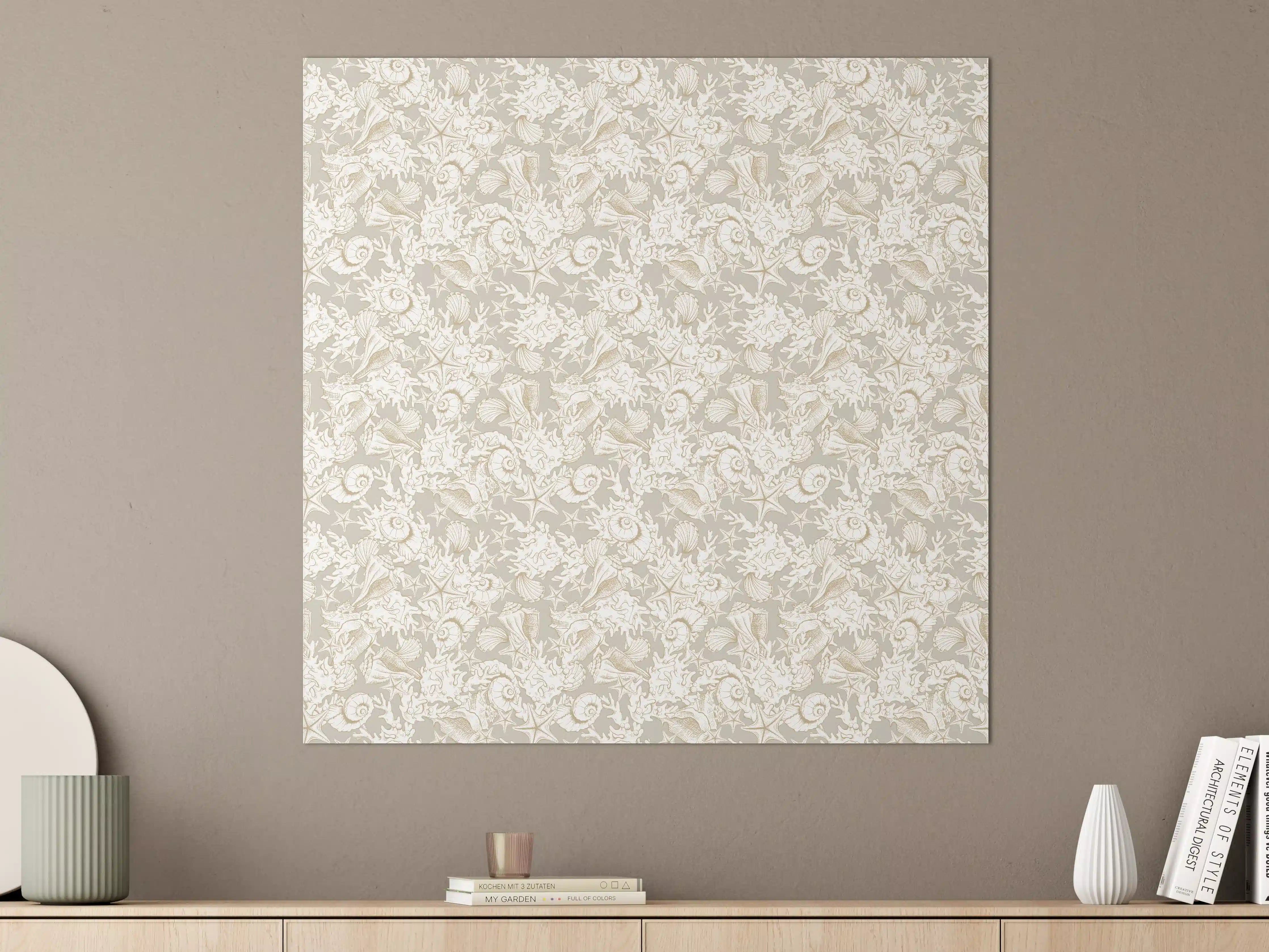 Große Wandbilder - Sandiges Muschel-Muster Beige