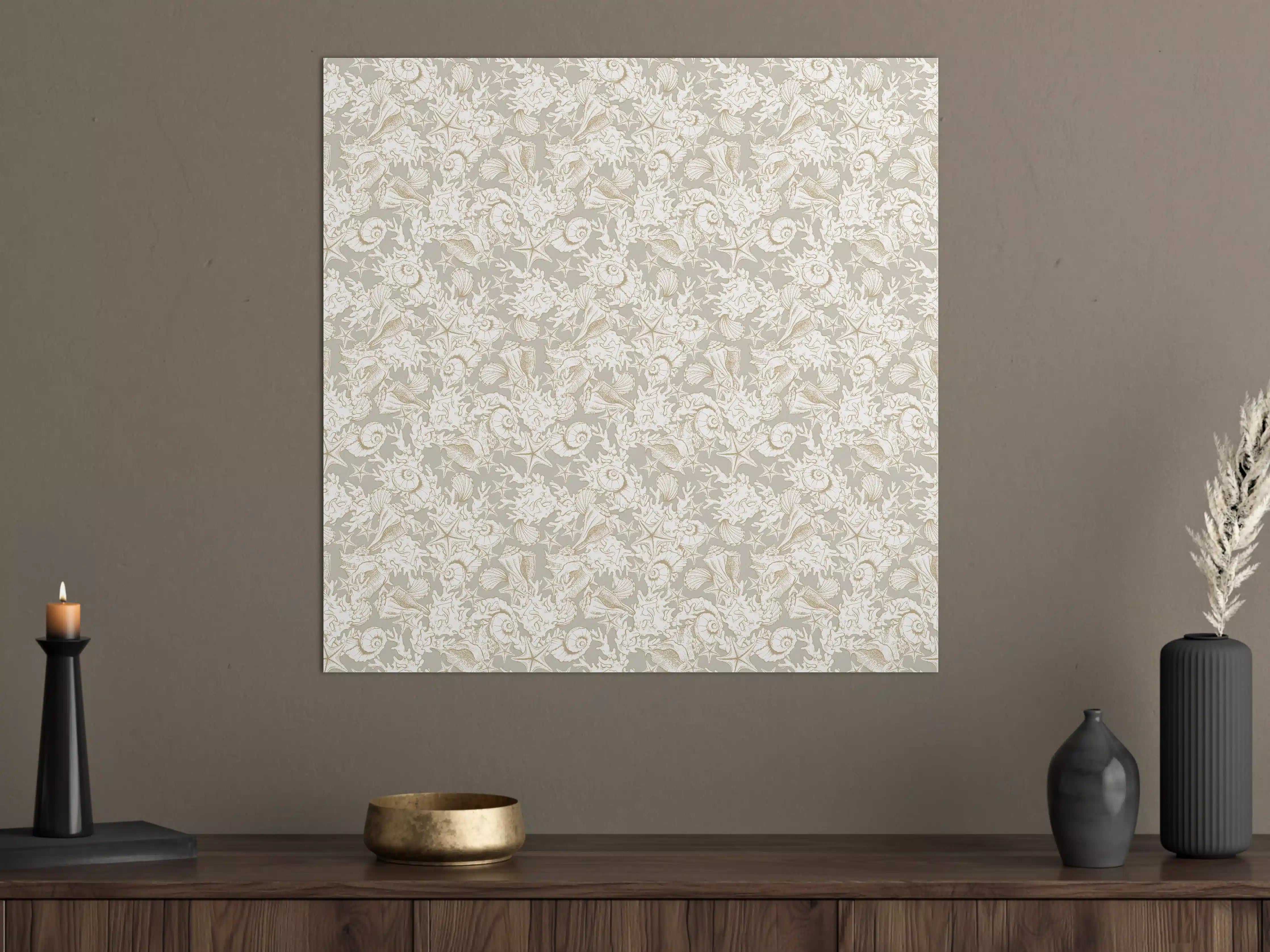 Große Wandbilder - Sandiges Muschel-Muster Beige