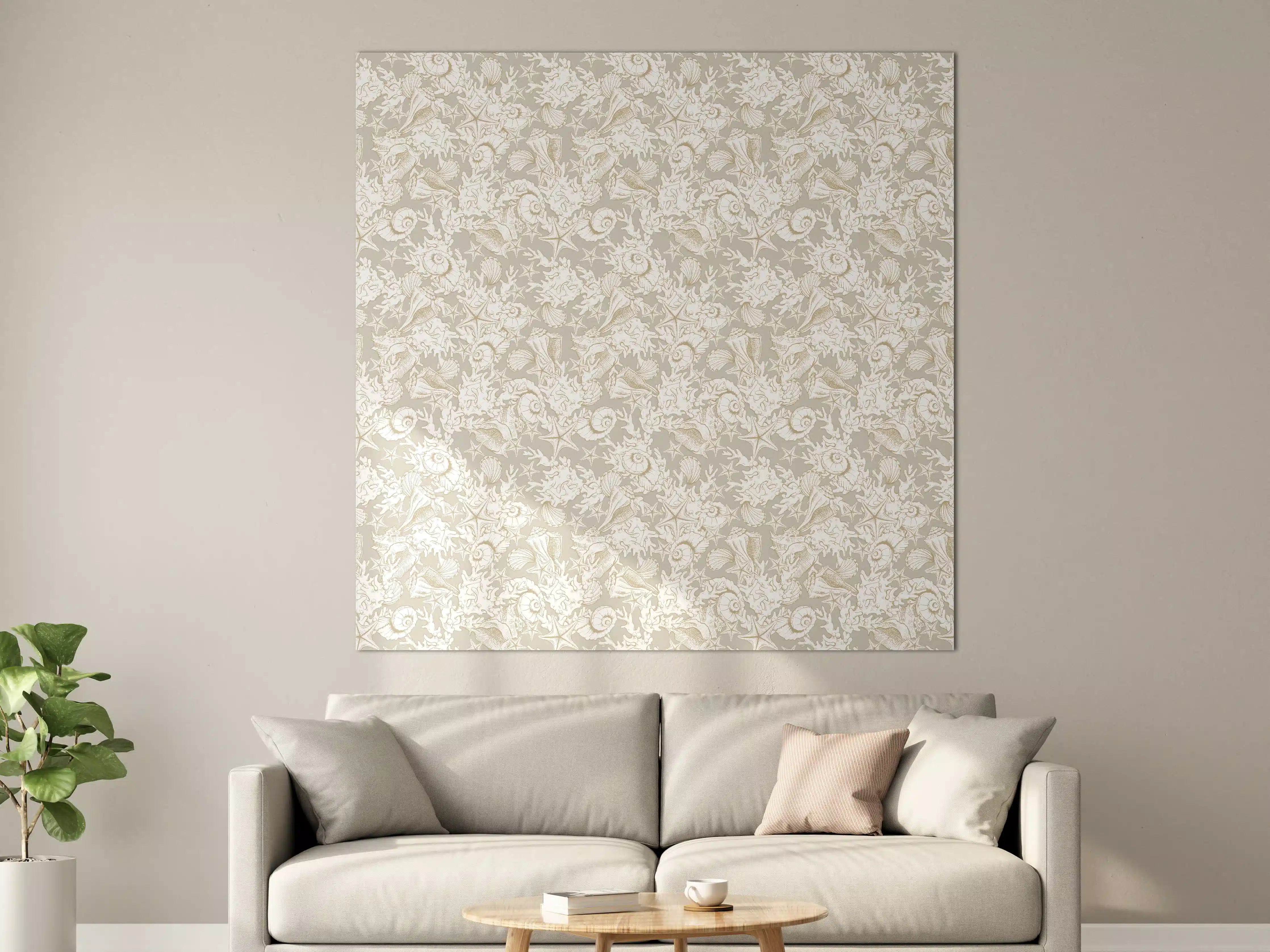 Große Wandbilder - Sandiges Muschel-Muster Beige
