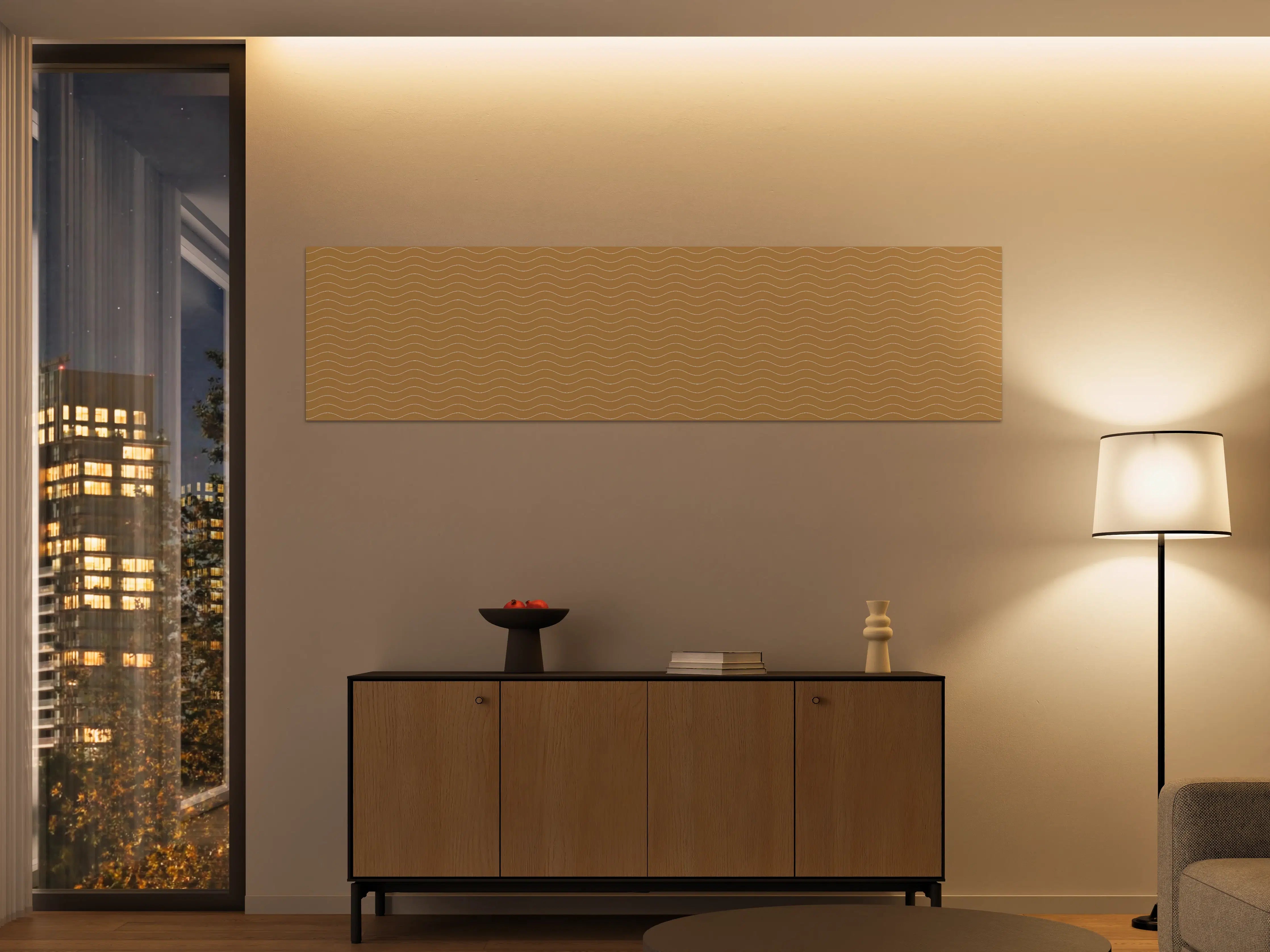 Große Wandbilder - Sandwellen Muster in Goldbeige