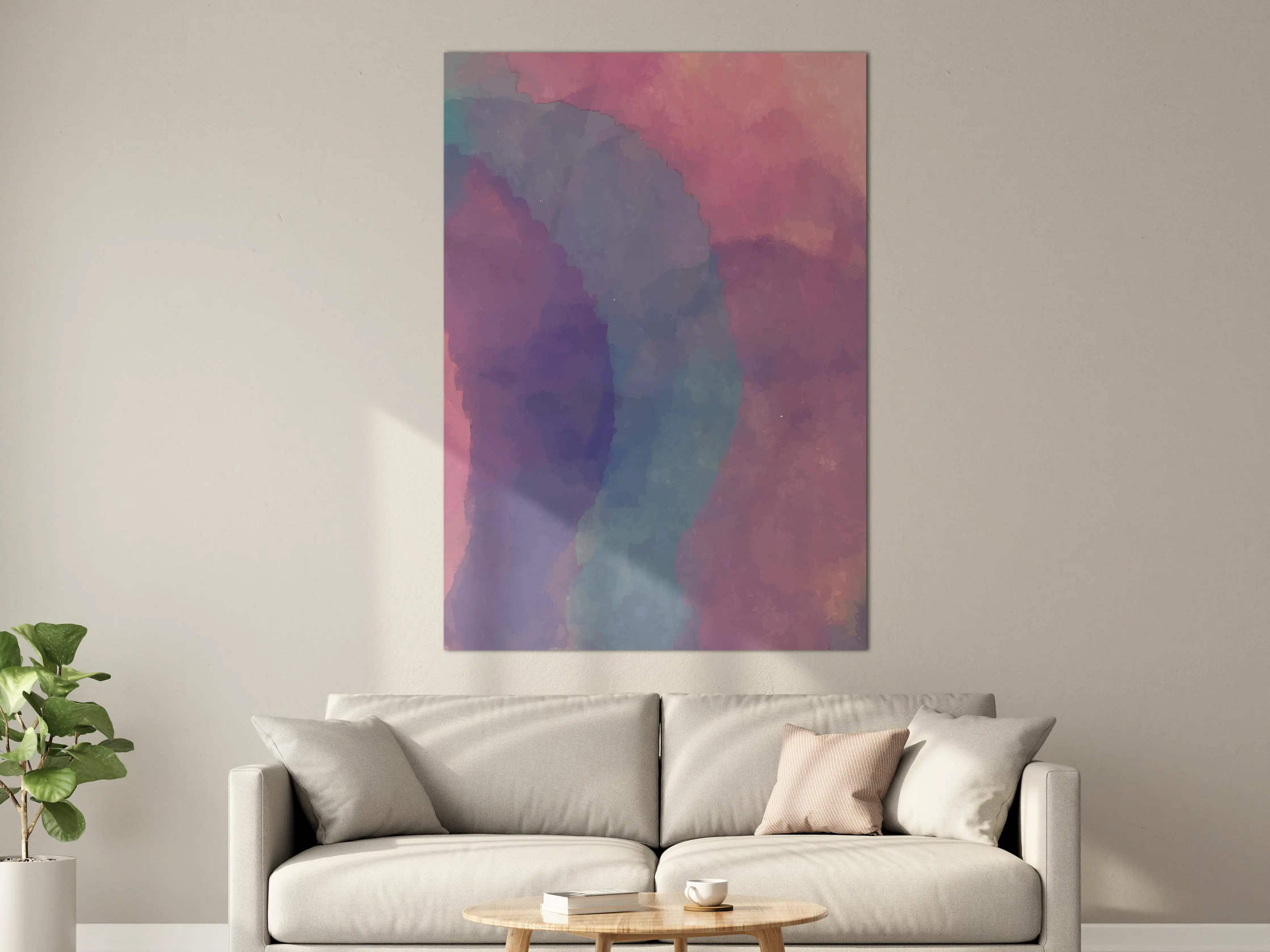 Große Wandbilder - Sanfte Aquarellfarben in Pastellblau und Flieder