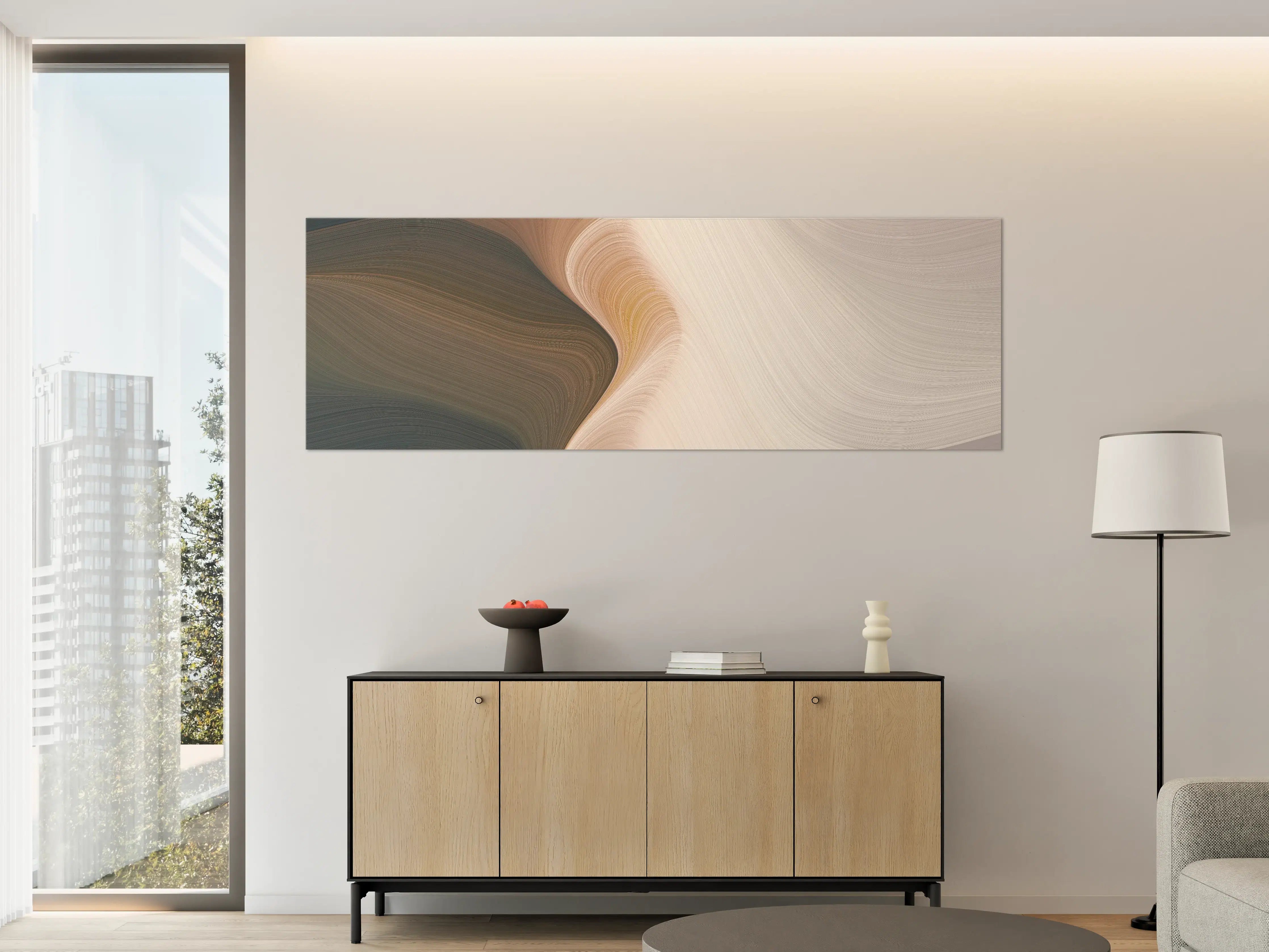 Große Wandbilder - Sanfte Beige- und Cremetöne, abstrakte Muster