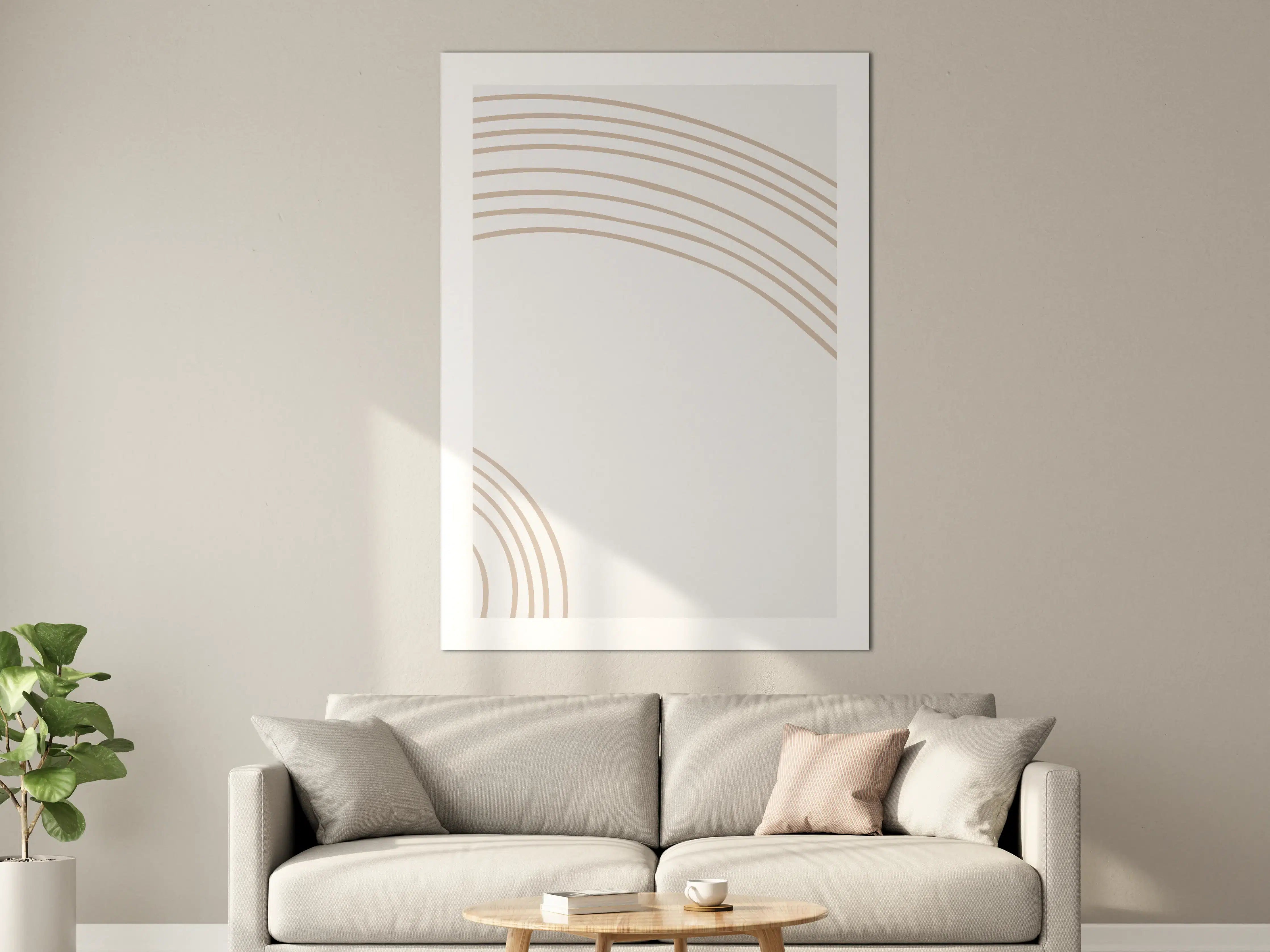 Große Wandbilder - Sanfte Beige-Ringe auf hellem Hintergrund
