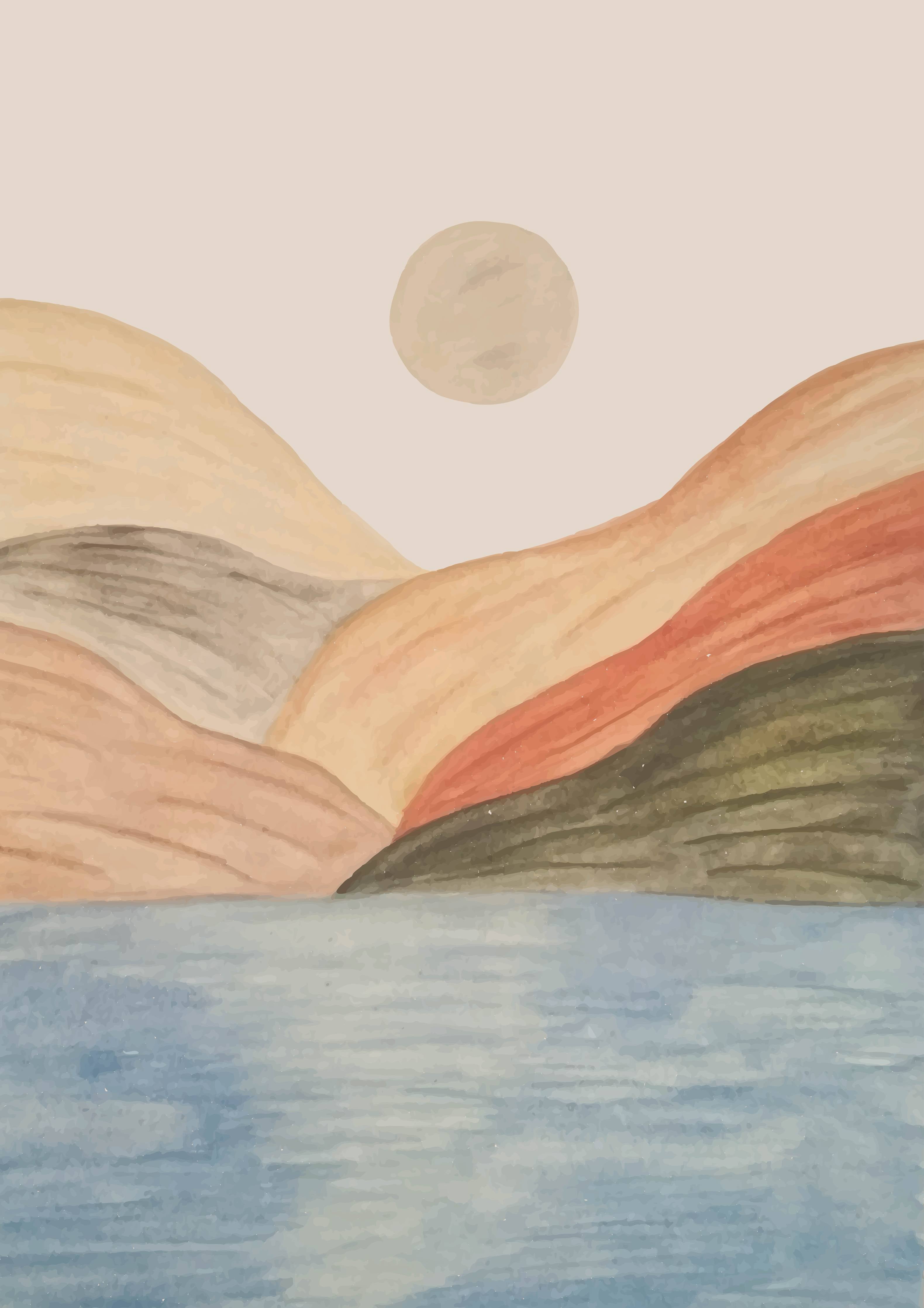 Große Wandbilder-Sanfte Berg- und Wasserlandschaft