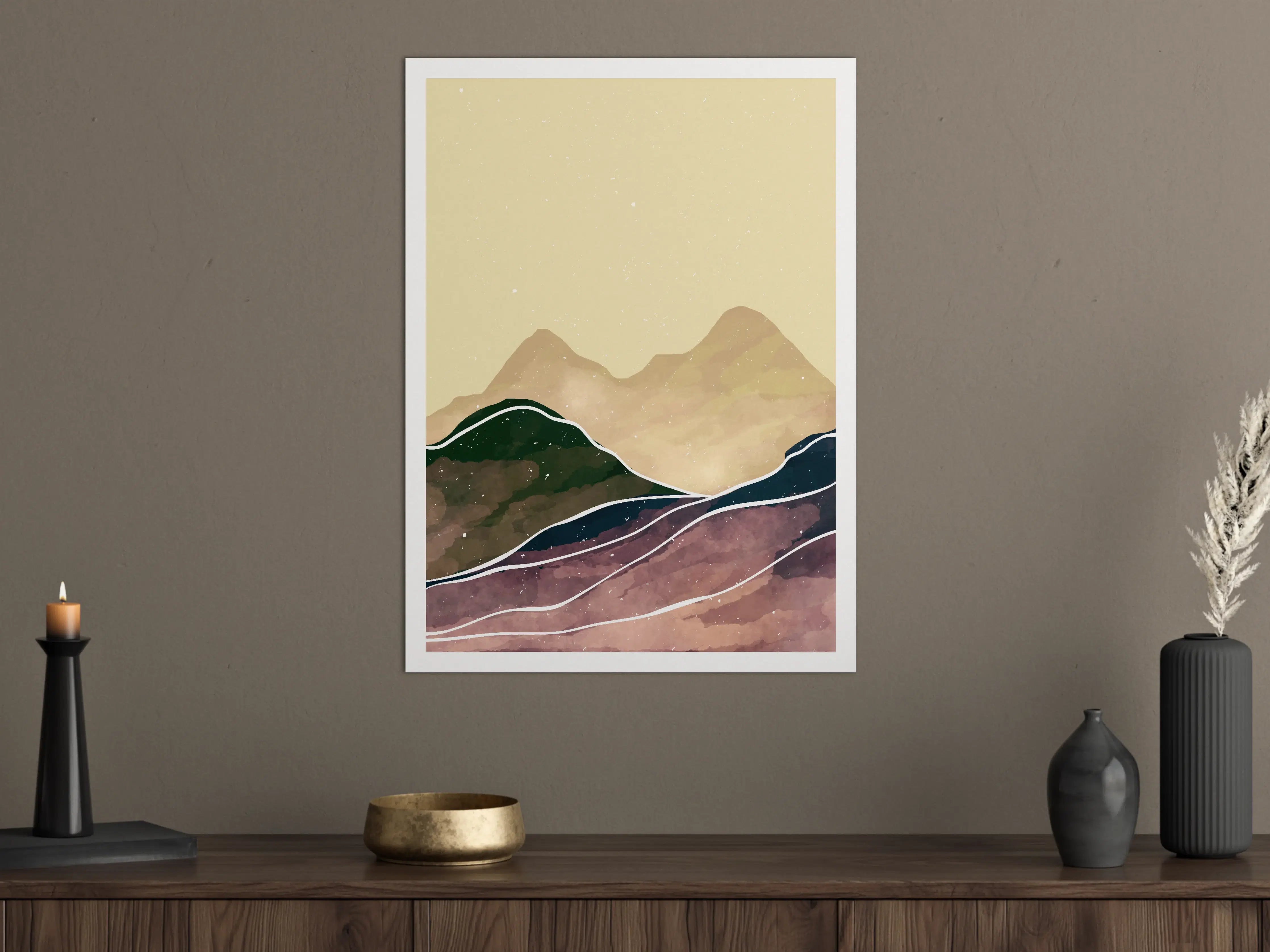Große Wandbilder - Sanfte Berglandschaft mit pastellfarbenen Tönen
