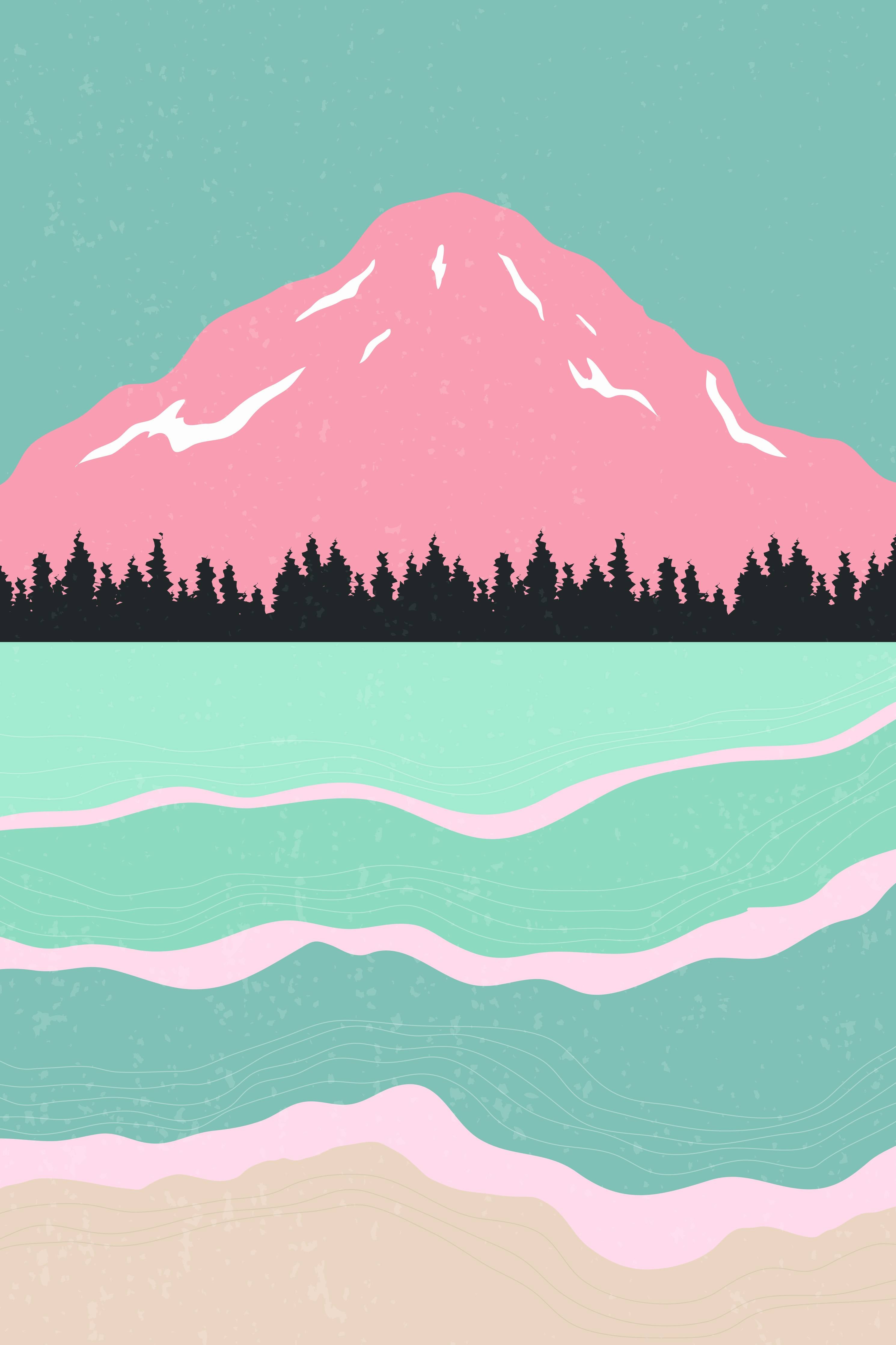 Große Wandbilder-Sanfte Berglandschaft mit rosa Gipfel