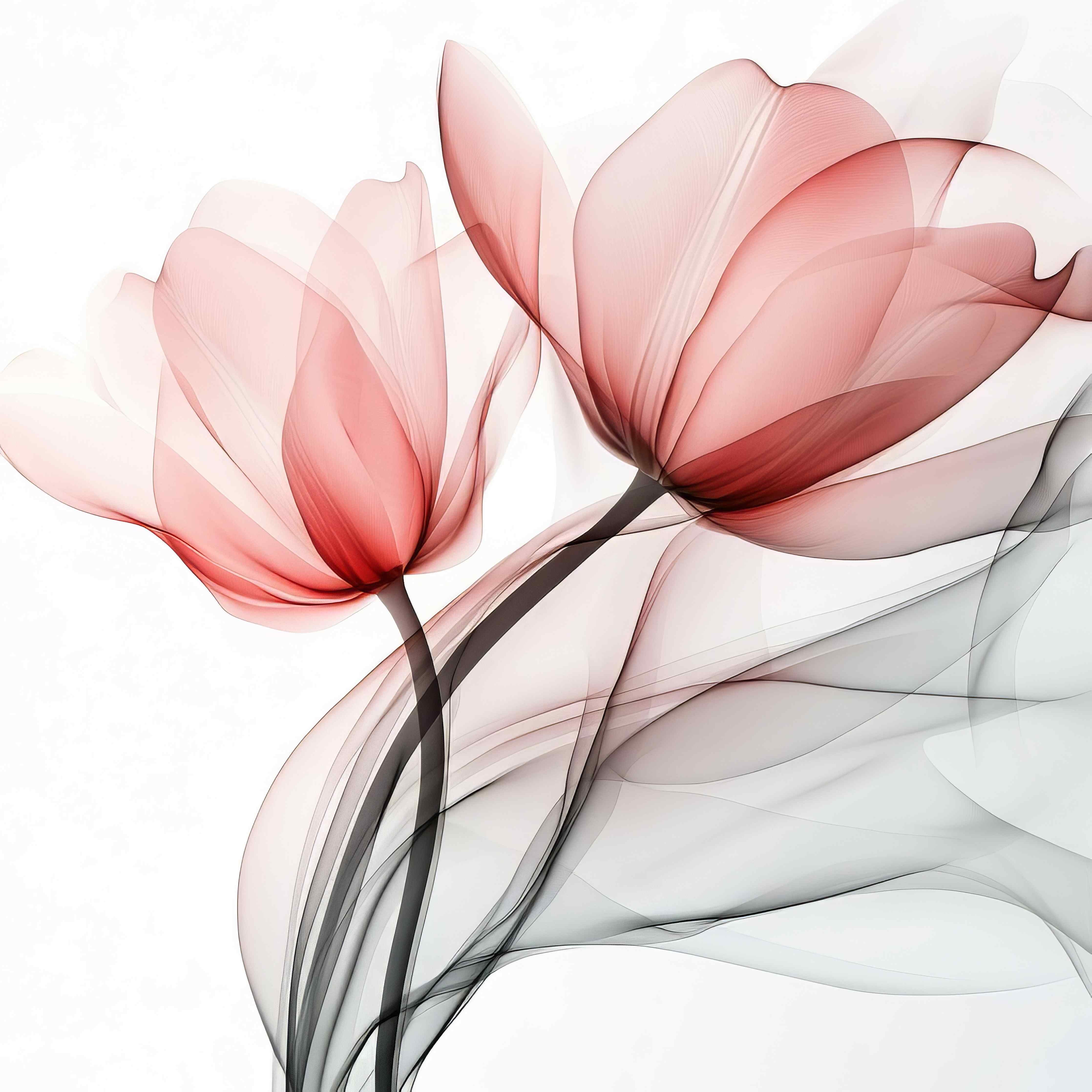 Große Wandbilder-Sanfte Blüten in Rot und Grau