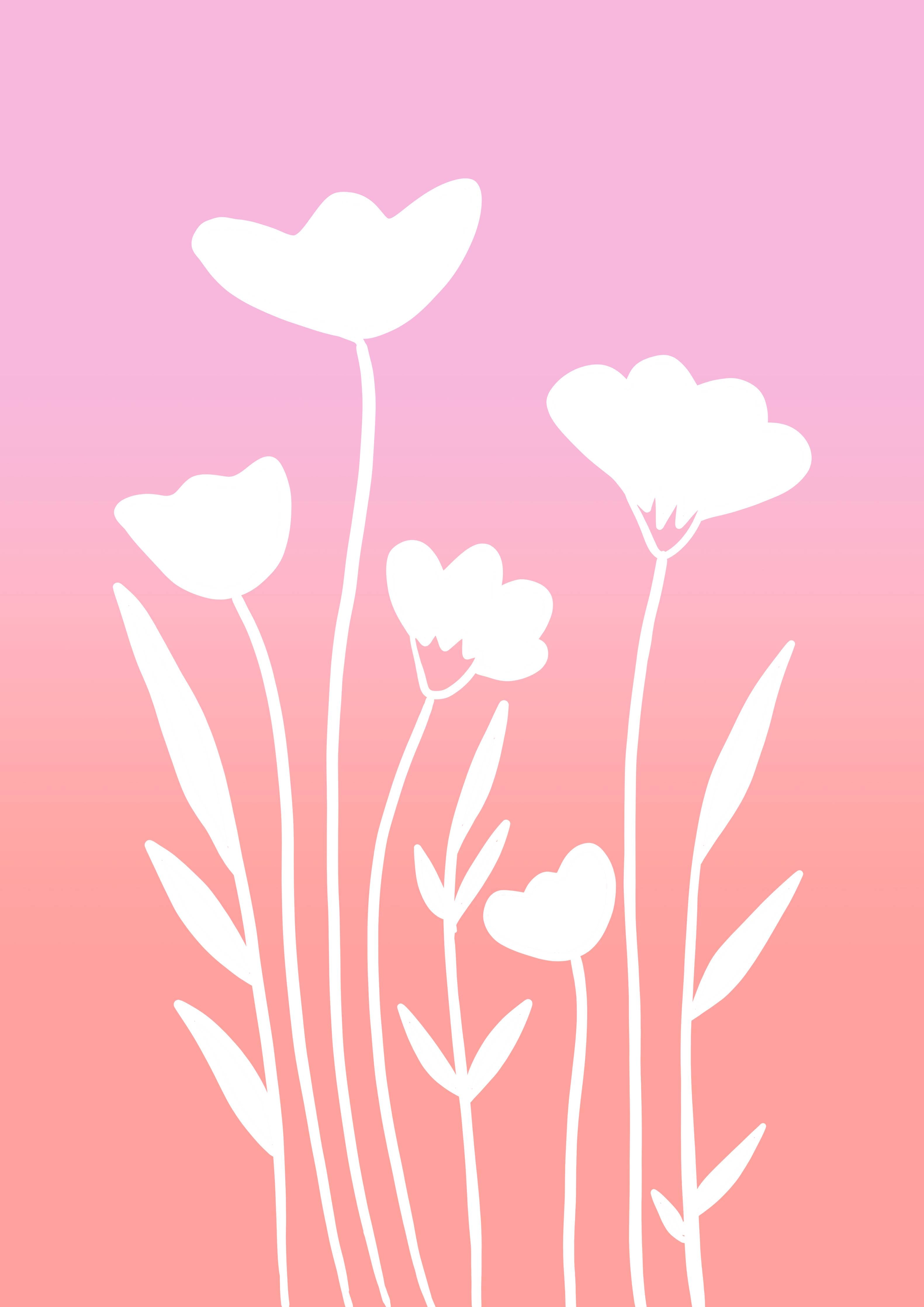 Große Wandbilder-Sanfte Blumen im Pink-Grau-Hintergrund