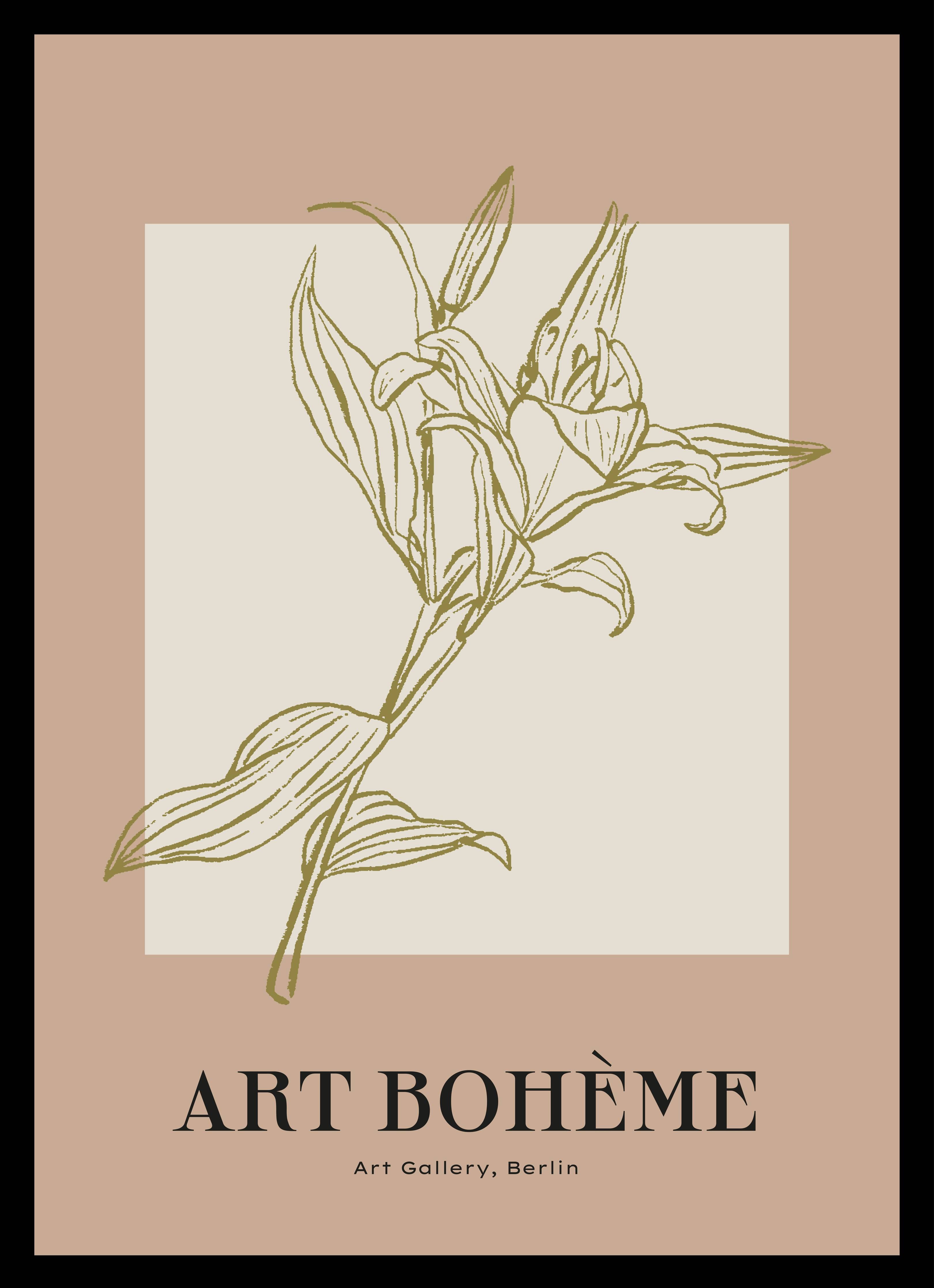 Große Wandbilder-Sanfte Blumenillustration in Beigetönen