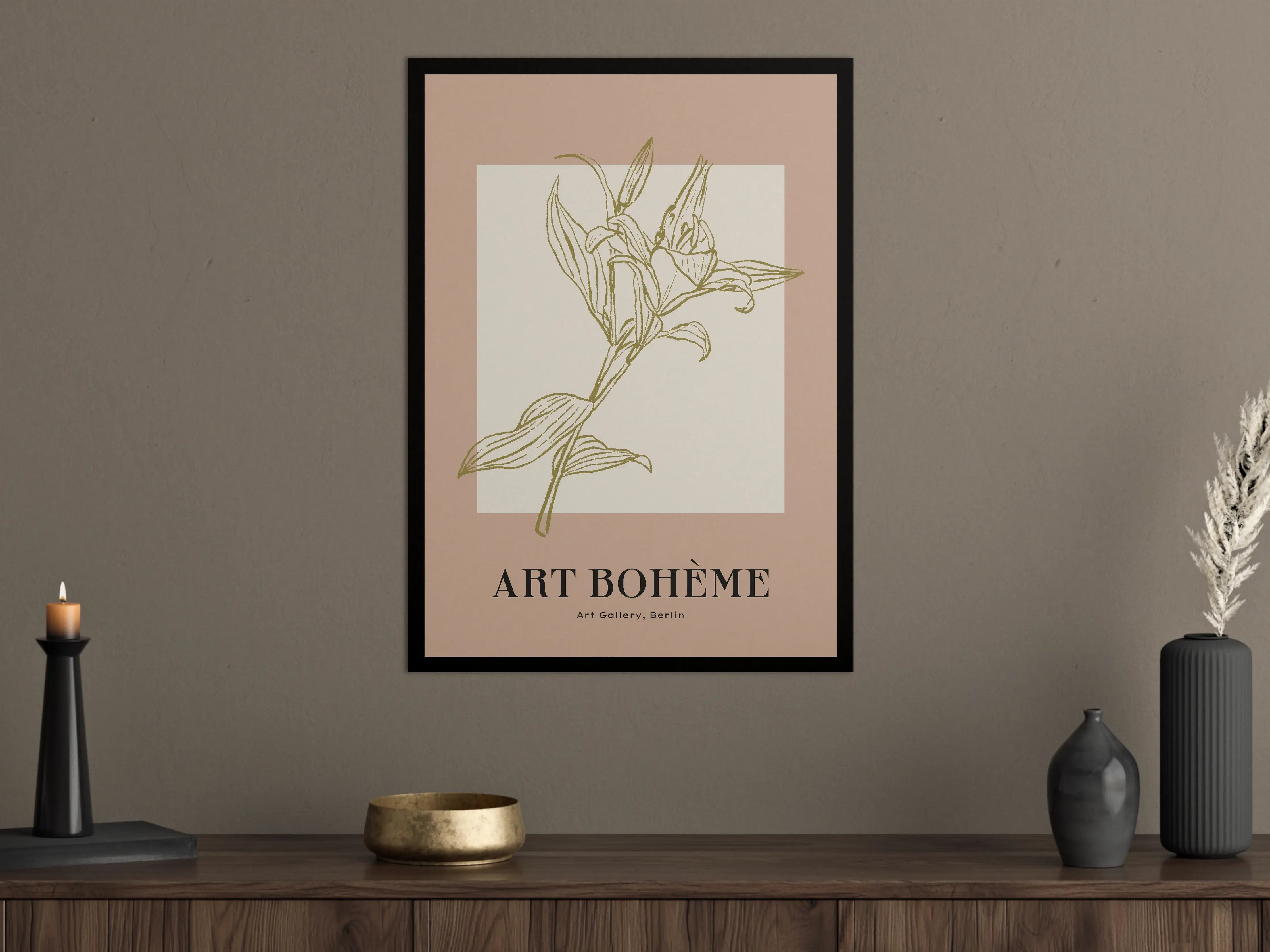 Große Wandbilder - Sanfte Blumenillustration in Beigetönen