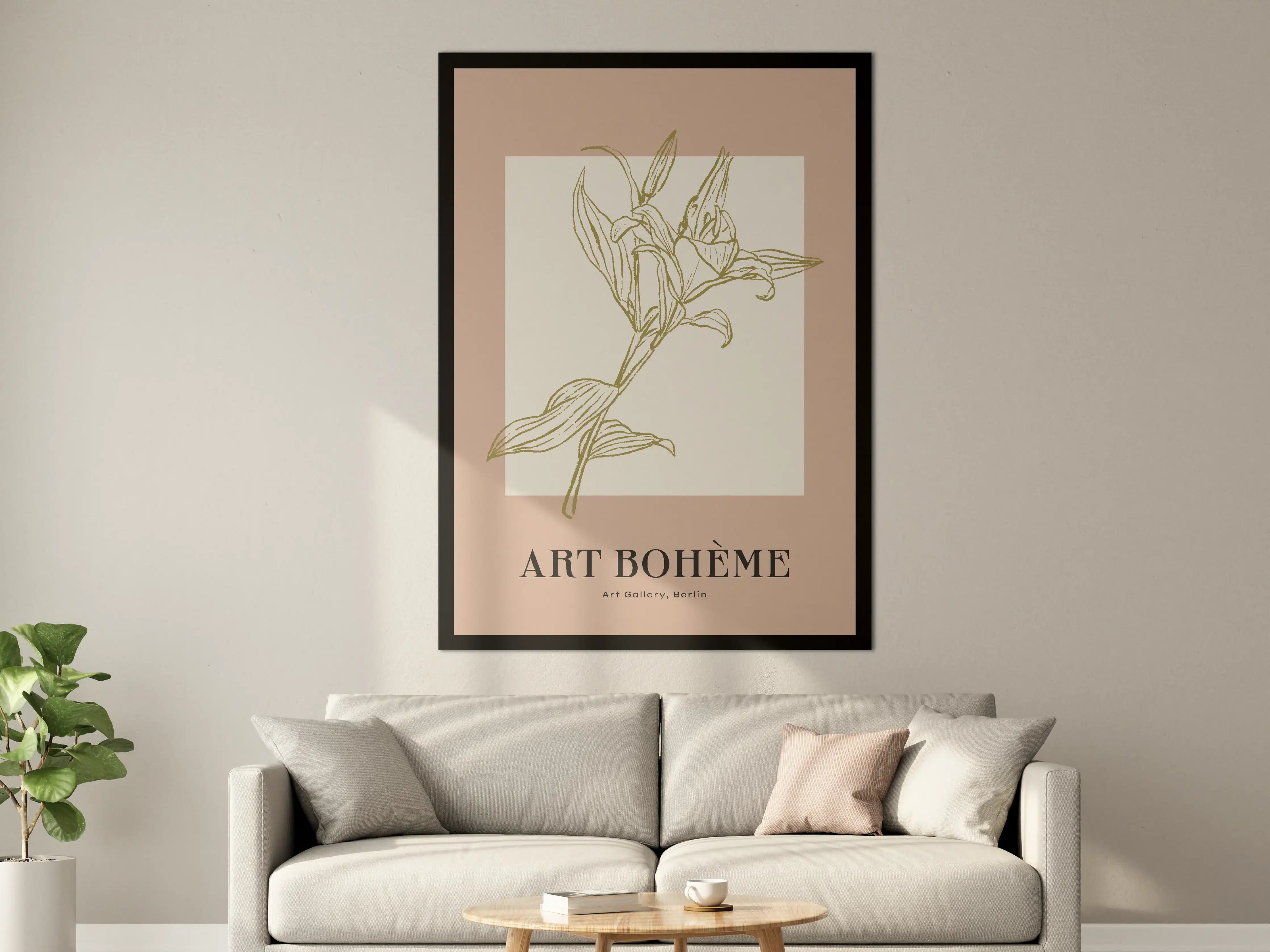 Große Wandbilder - Sanfte Blumenillustration in Beigetönen