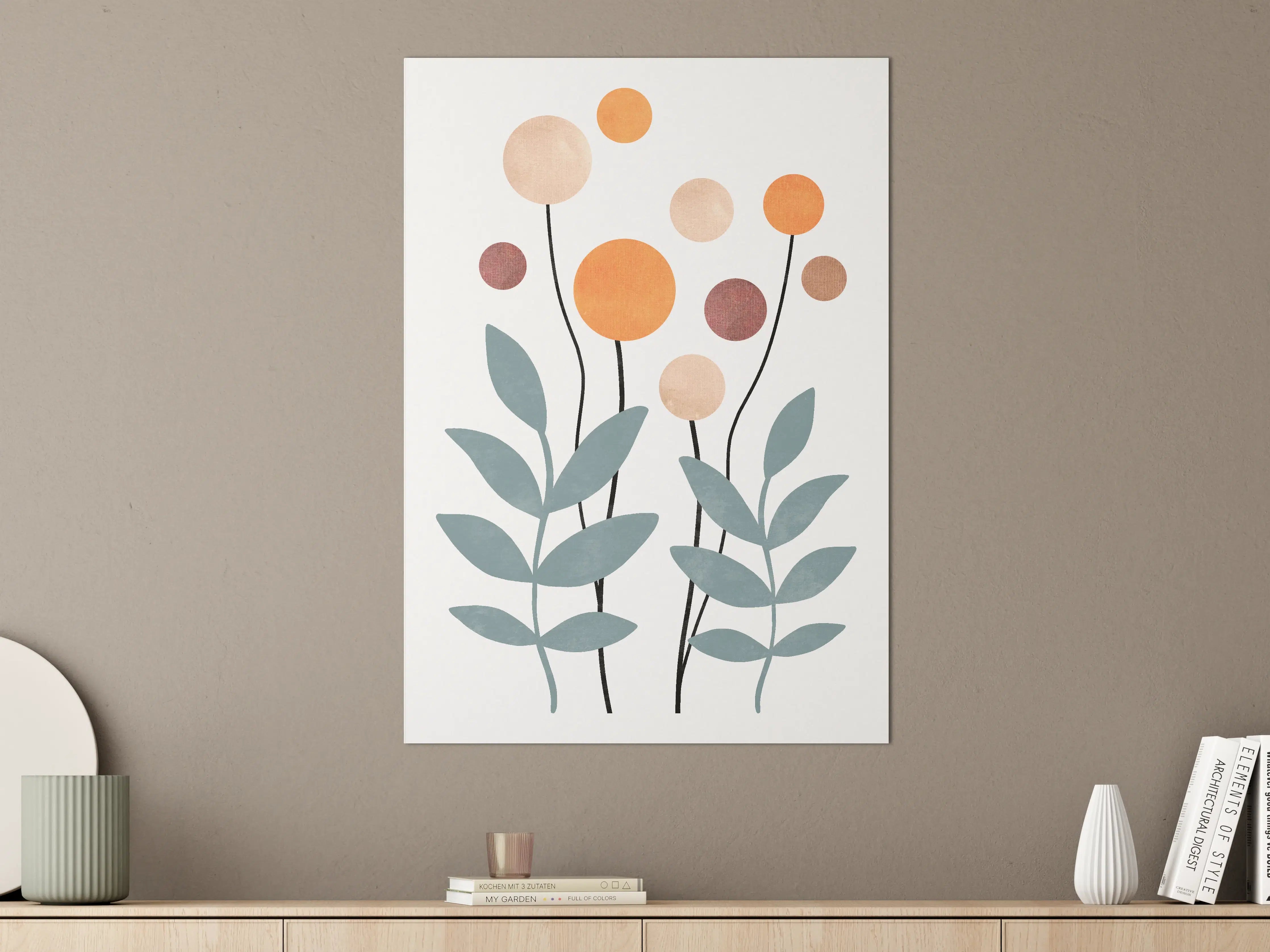 Große Wandbilder - Sanfte Blumenillustration in Pastellfarben