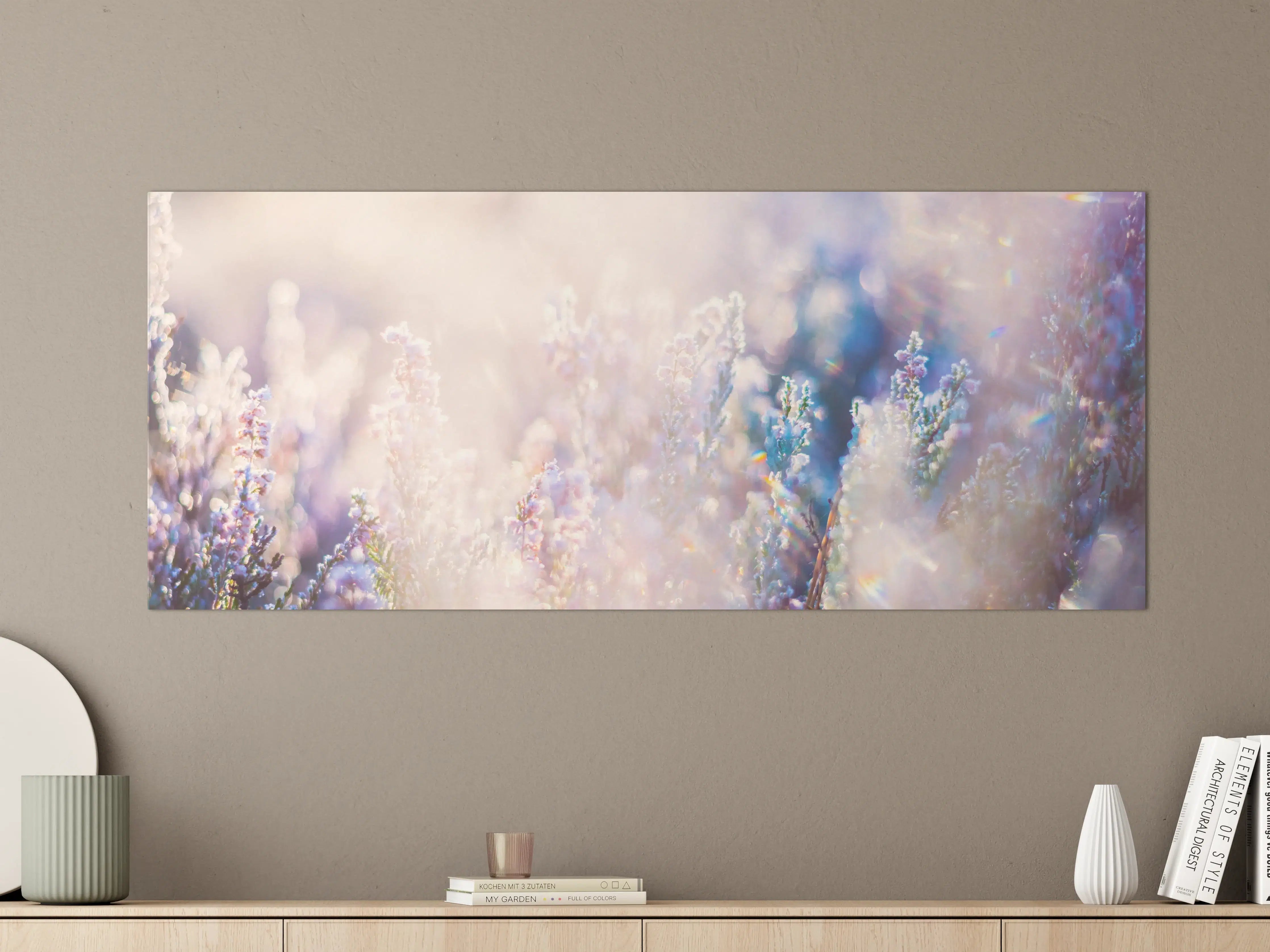 Große Wandbilder - Sanfte Blumenwiese bei Sonnenlicht