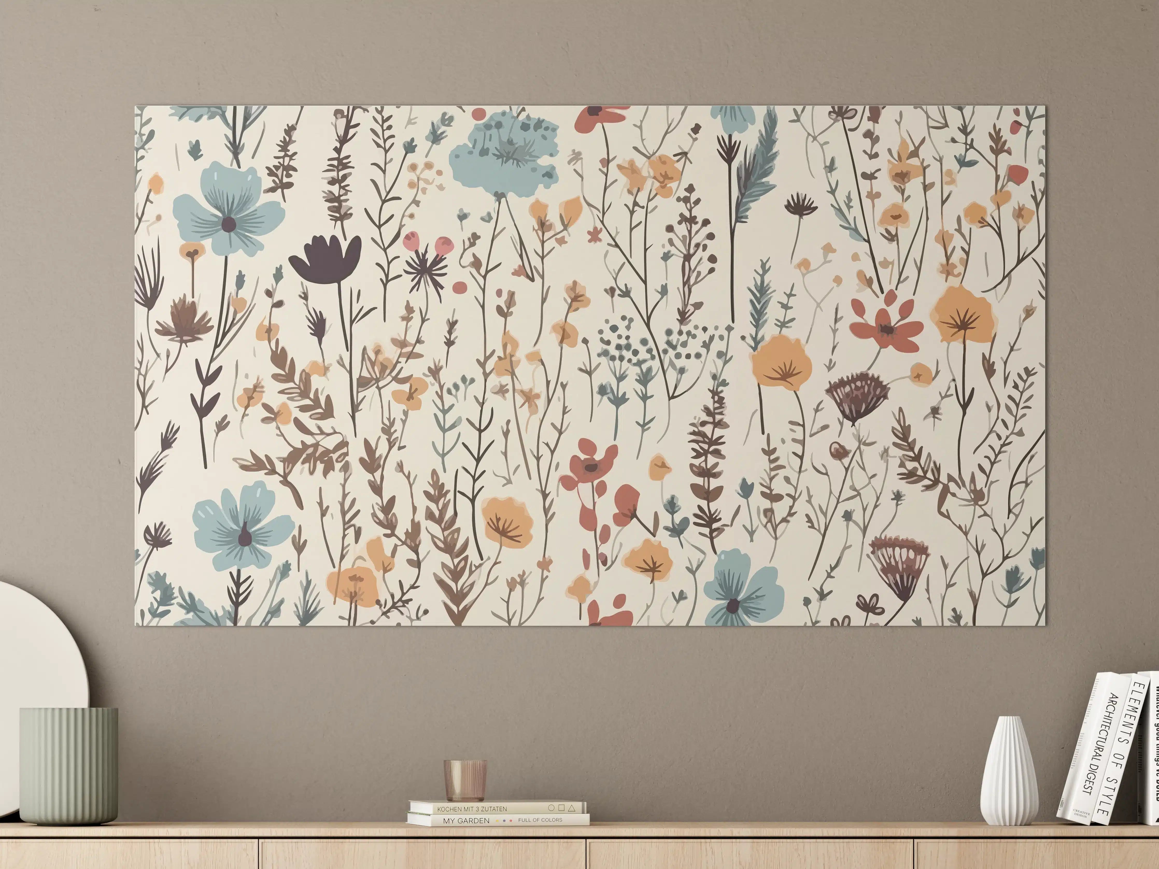 Große Wandbilder - Sanfte Blumenwiese mit Pastellfarben