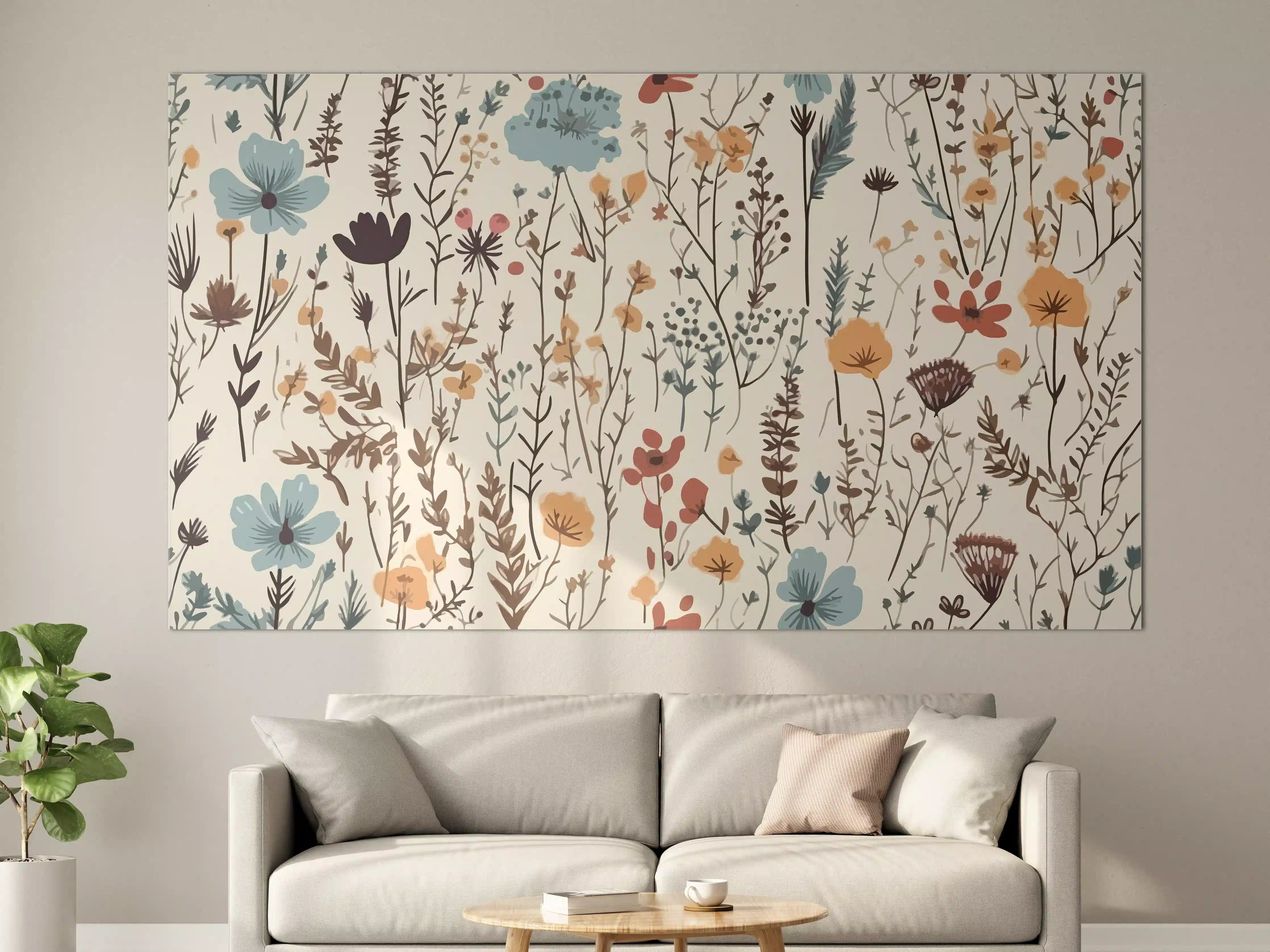Große Wandbilder - Sanfte Blumenwiese mit Pastellfarben