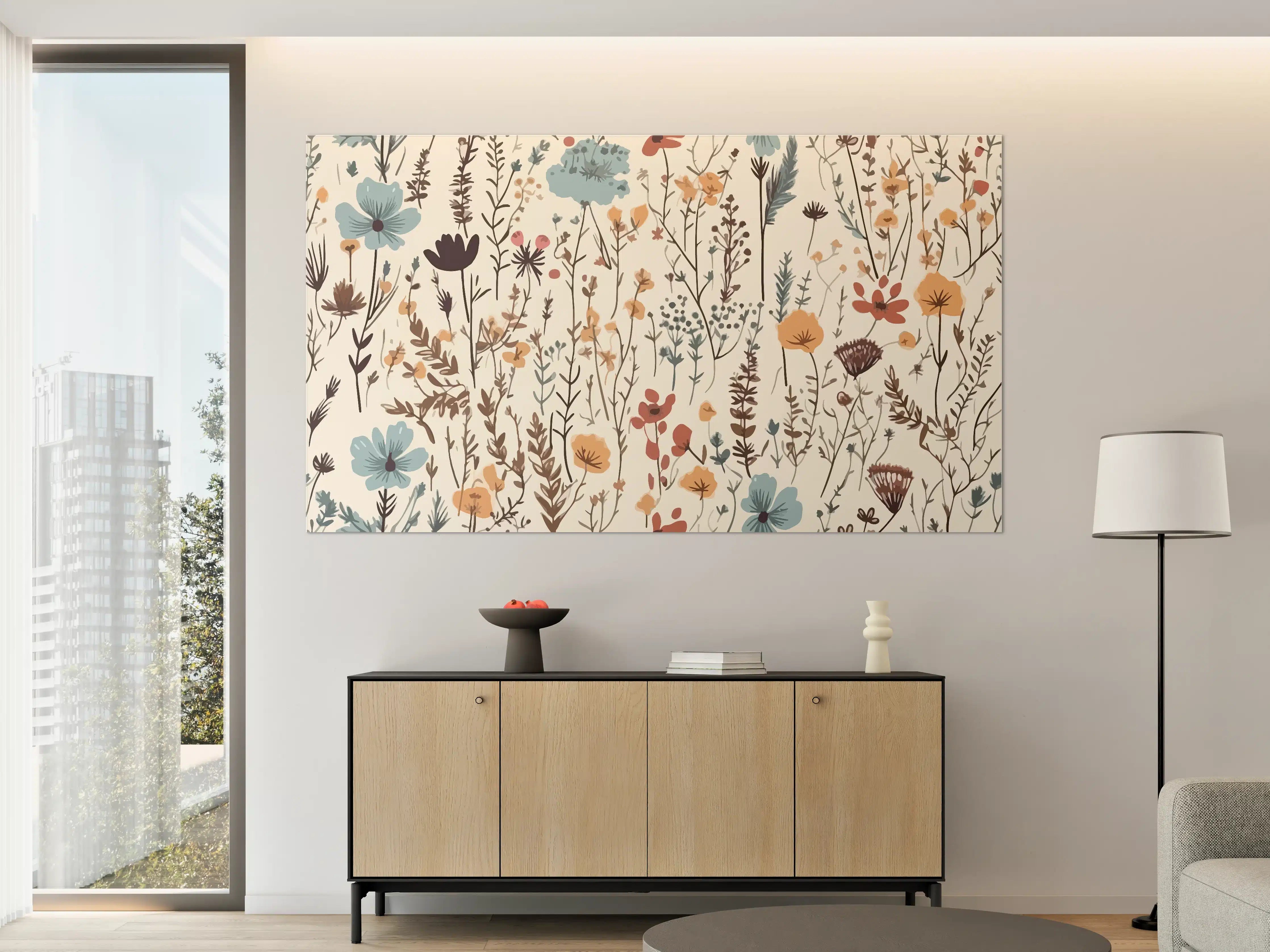 Große Wandbilder - Sanfte Blumenwiese mit Pastellfarben