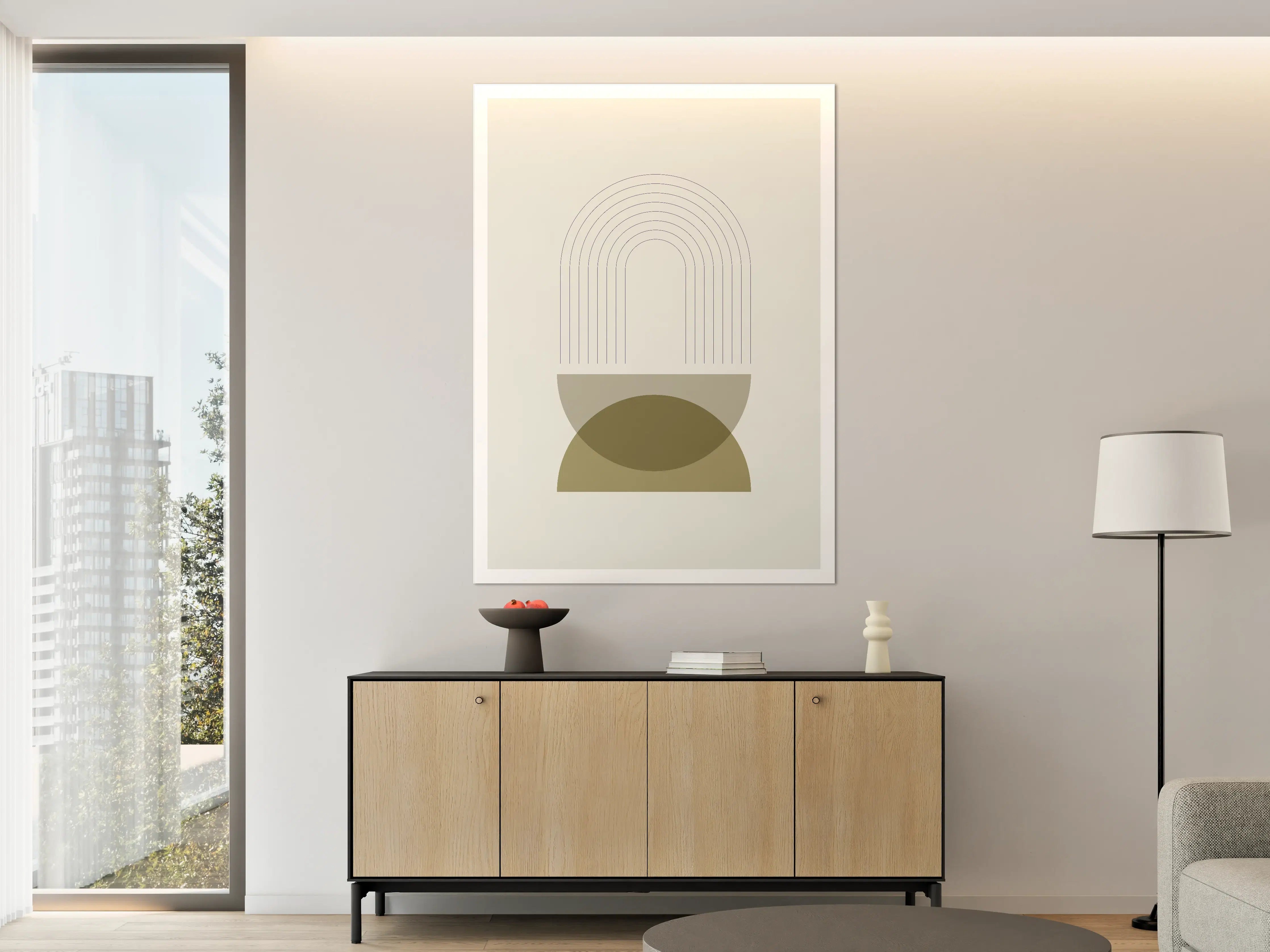 Große Wandbilder - Sanfte Erdtöne mit geometrischem Design