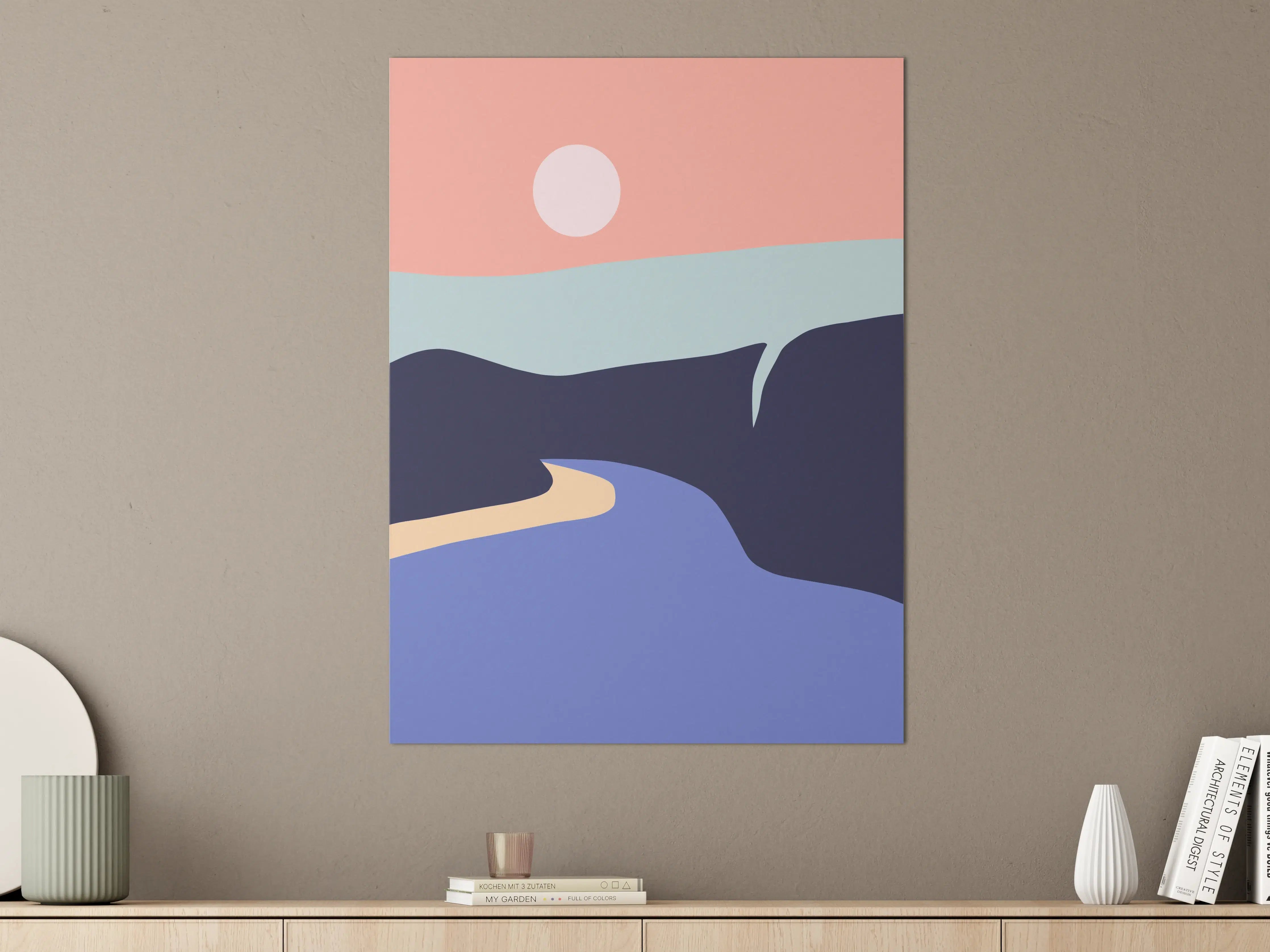 Große Wandbilder - Sanfte Flusslandschaft bei Sonnenuntergang