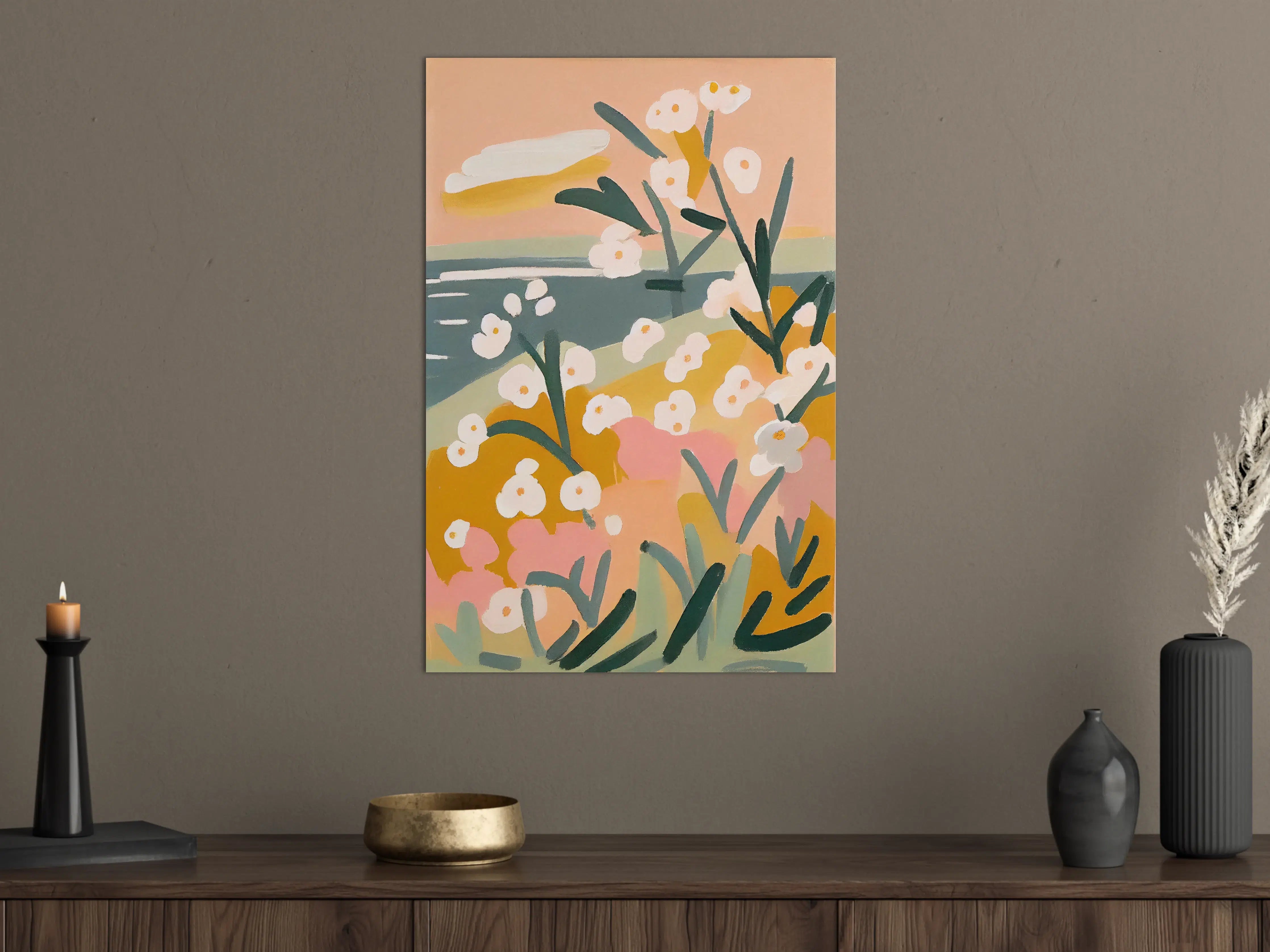 Große Wandbilder - Sanfte Graublumen im Pastellglanz