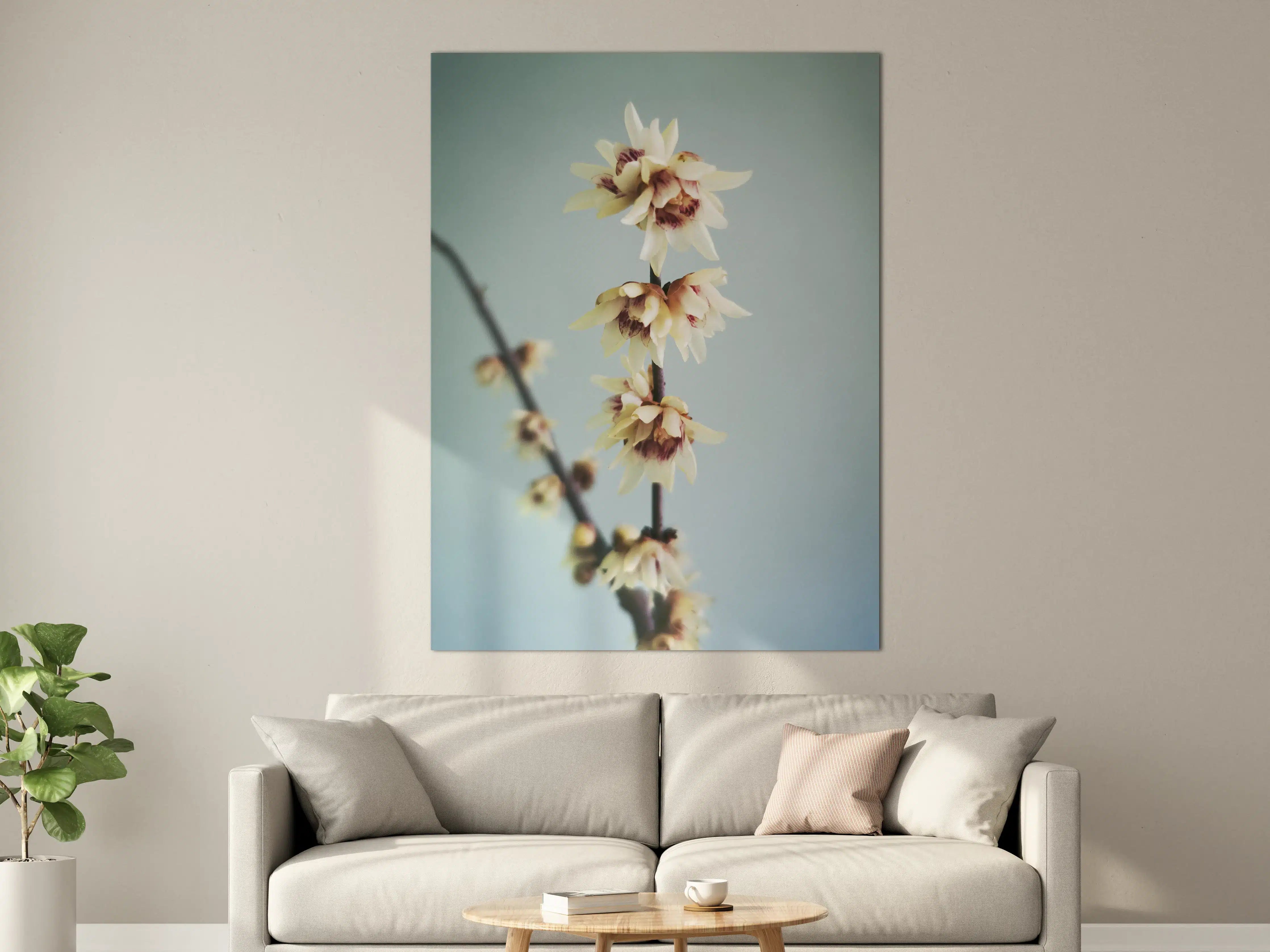 Große Wandbilder - Sanfte Grautöne in Pastellblüten