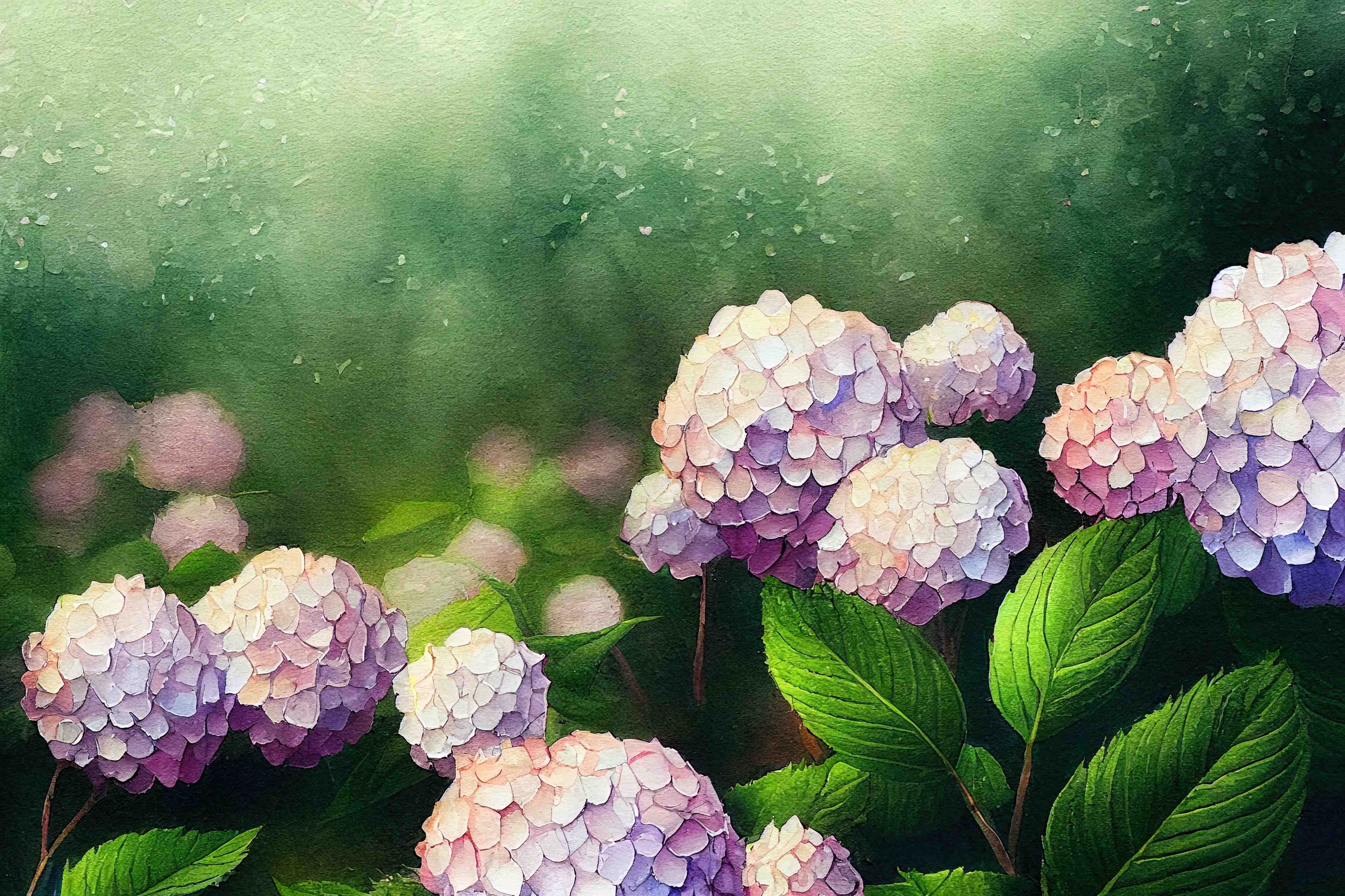 Große Wandbilder-Sanfte Hortensienblüten in Pastellfarben