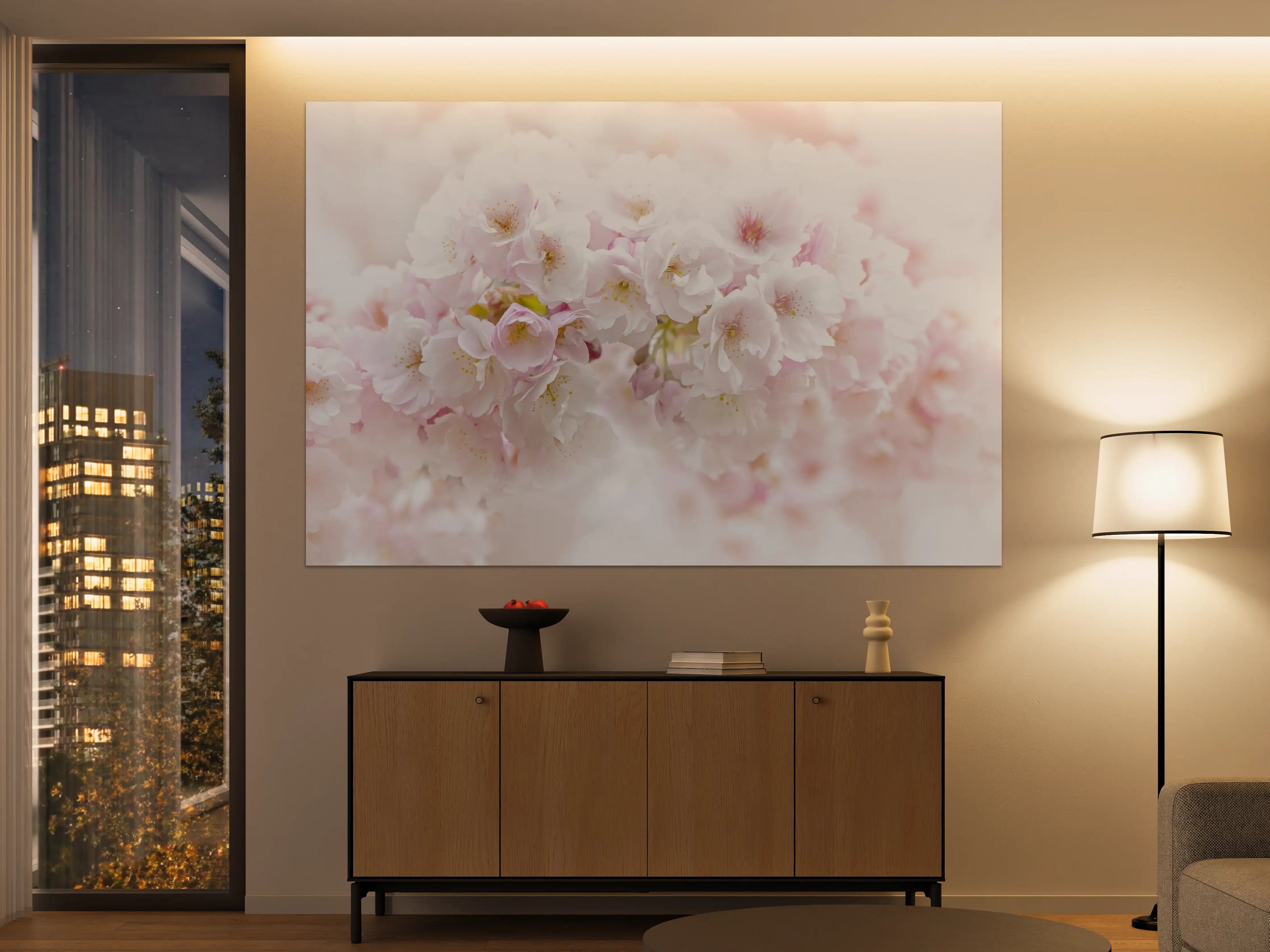 Große Wandbilder - Sanfte Kirschblüten in Pastellrosa