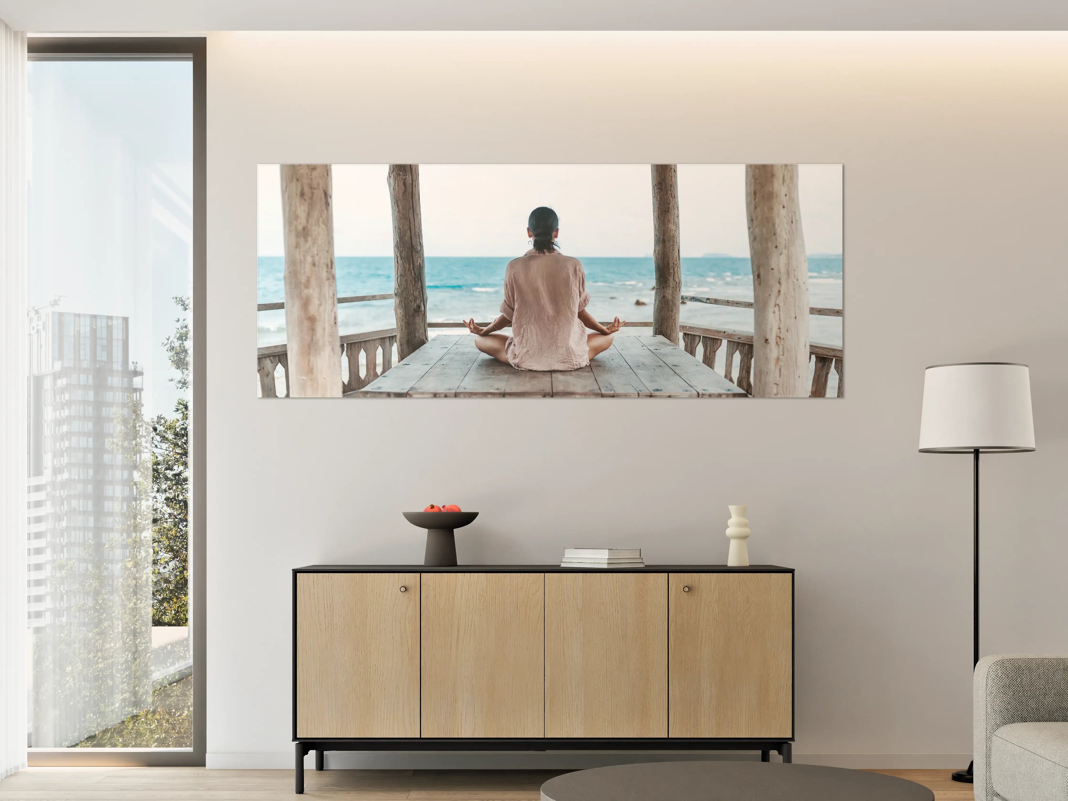 Große Wandbilder - Sanfte Meeresmeditation in Grau