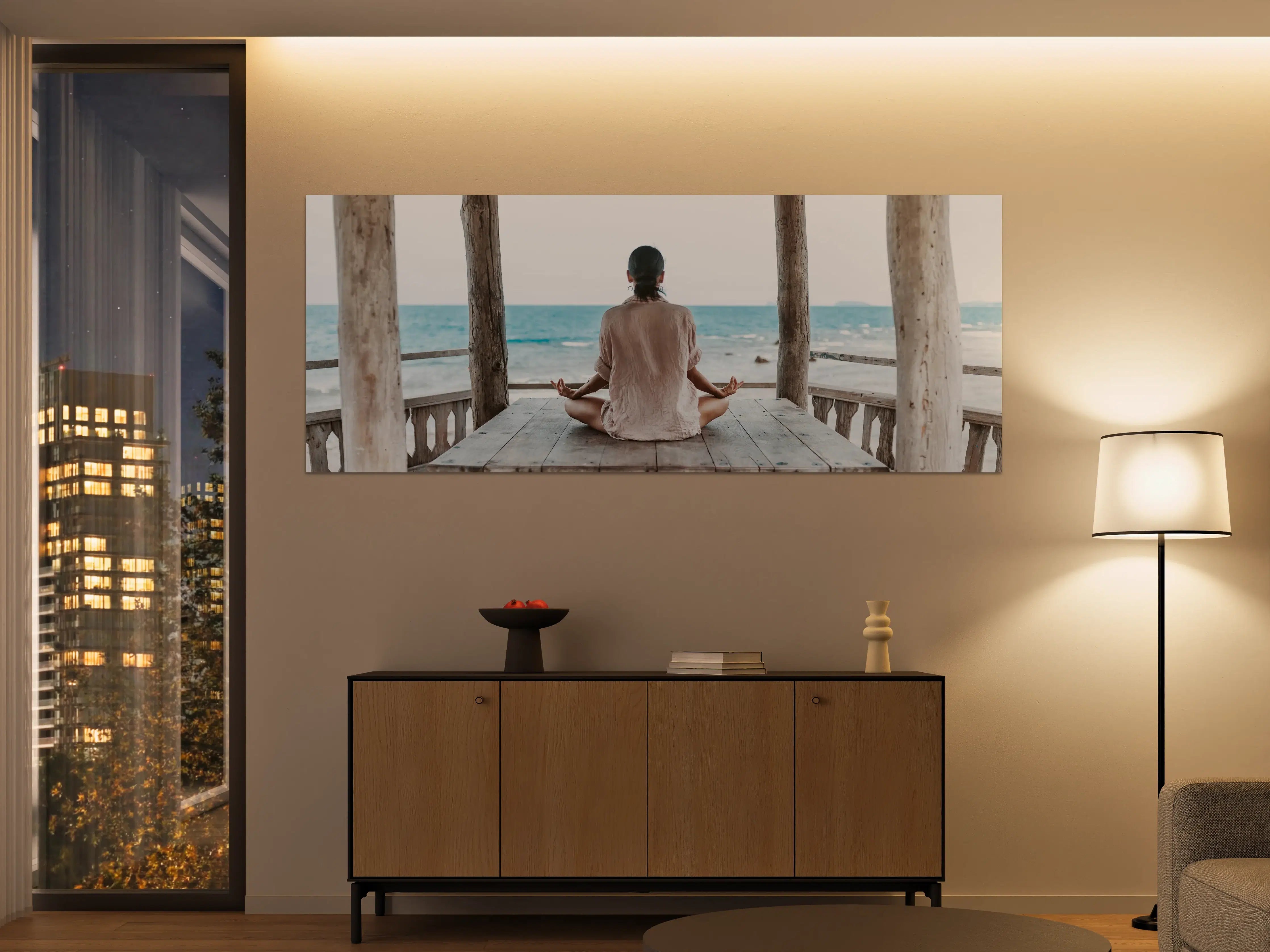 Große Wandbilder - Sanfte Meeresmeditation in Grau