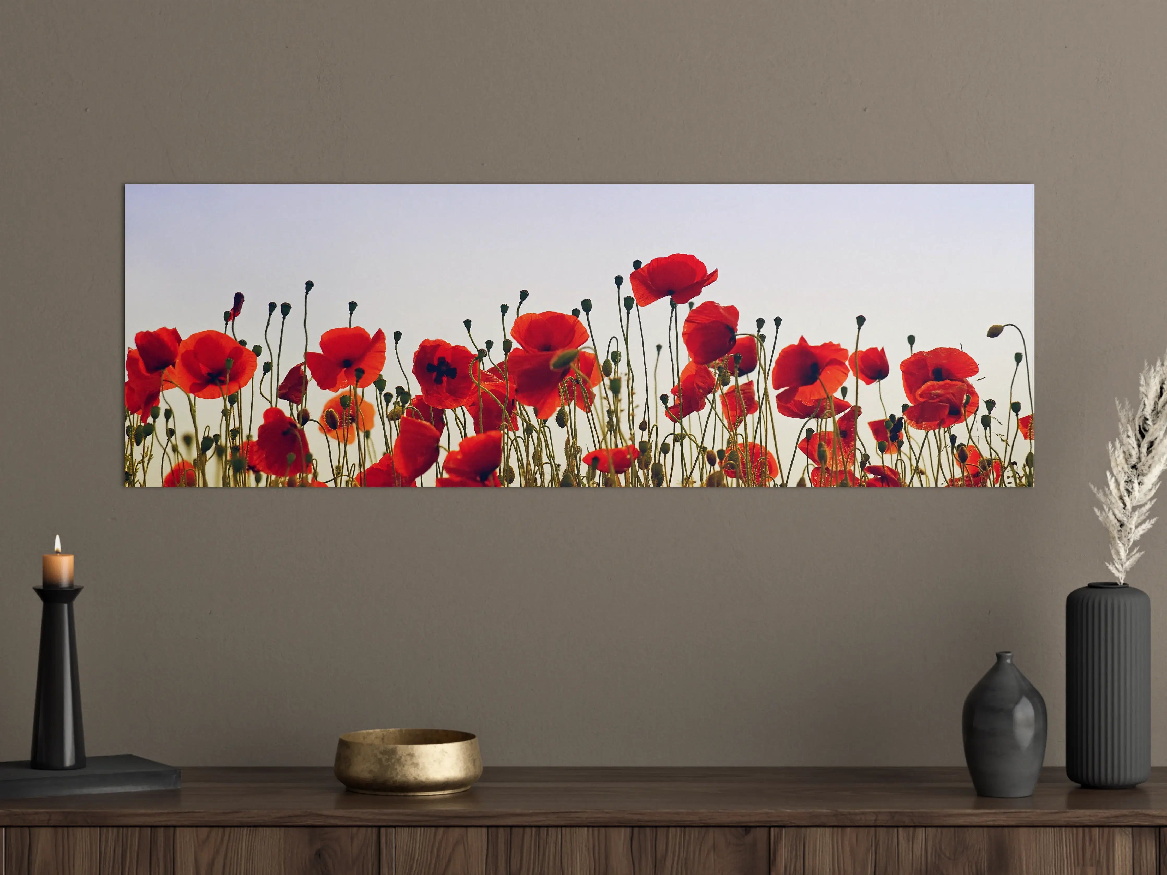 Große Wandbilder - Sanfte Mohnblumen im Graulicht