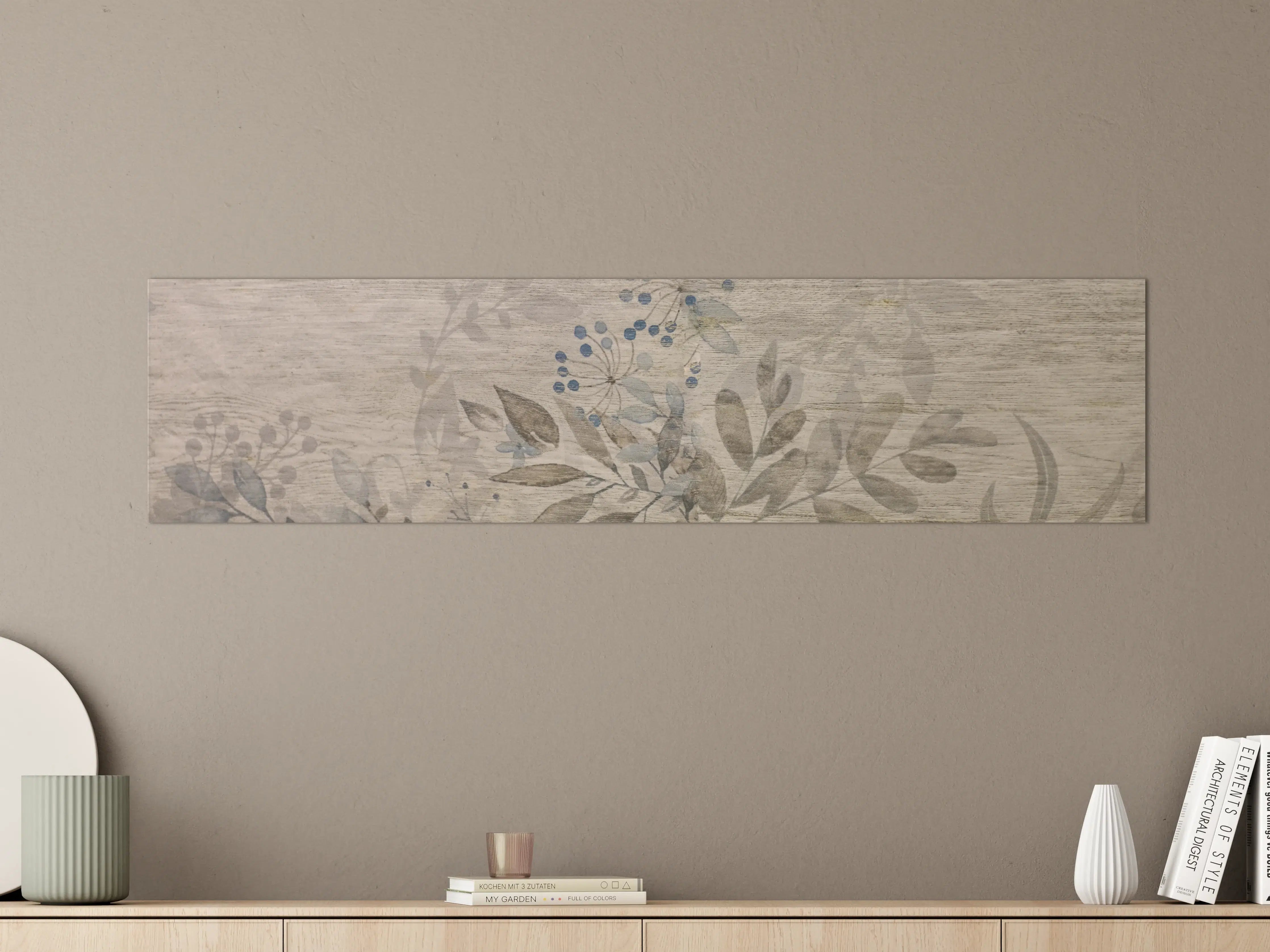 Große Wandbilder - Sanfte Naturblätter in Grau und Beige