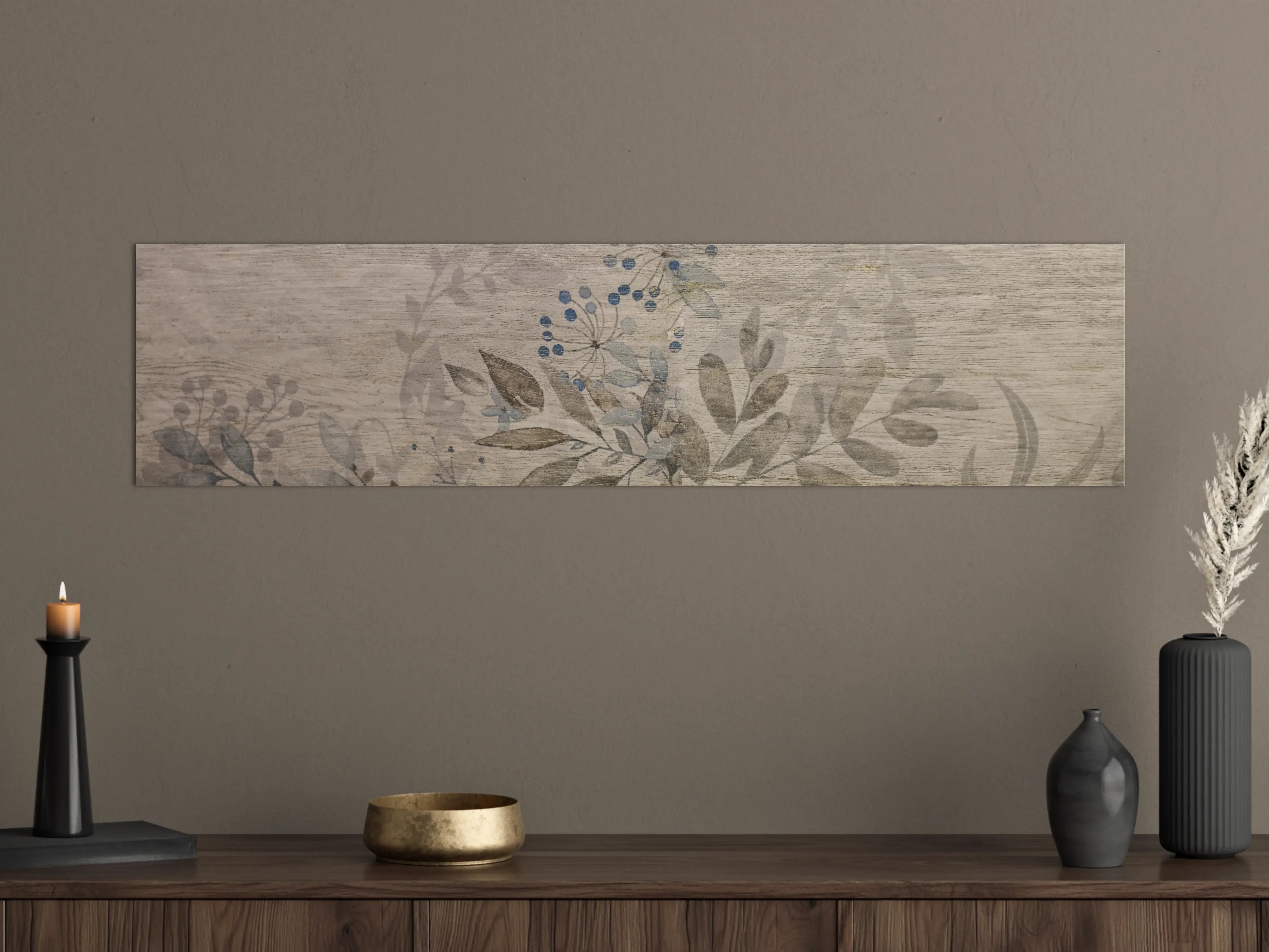 Große Wandbilder - Sanfte Naturblätter in Grau und Beige
