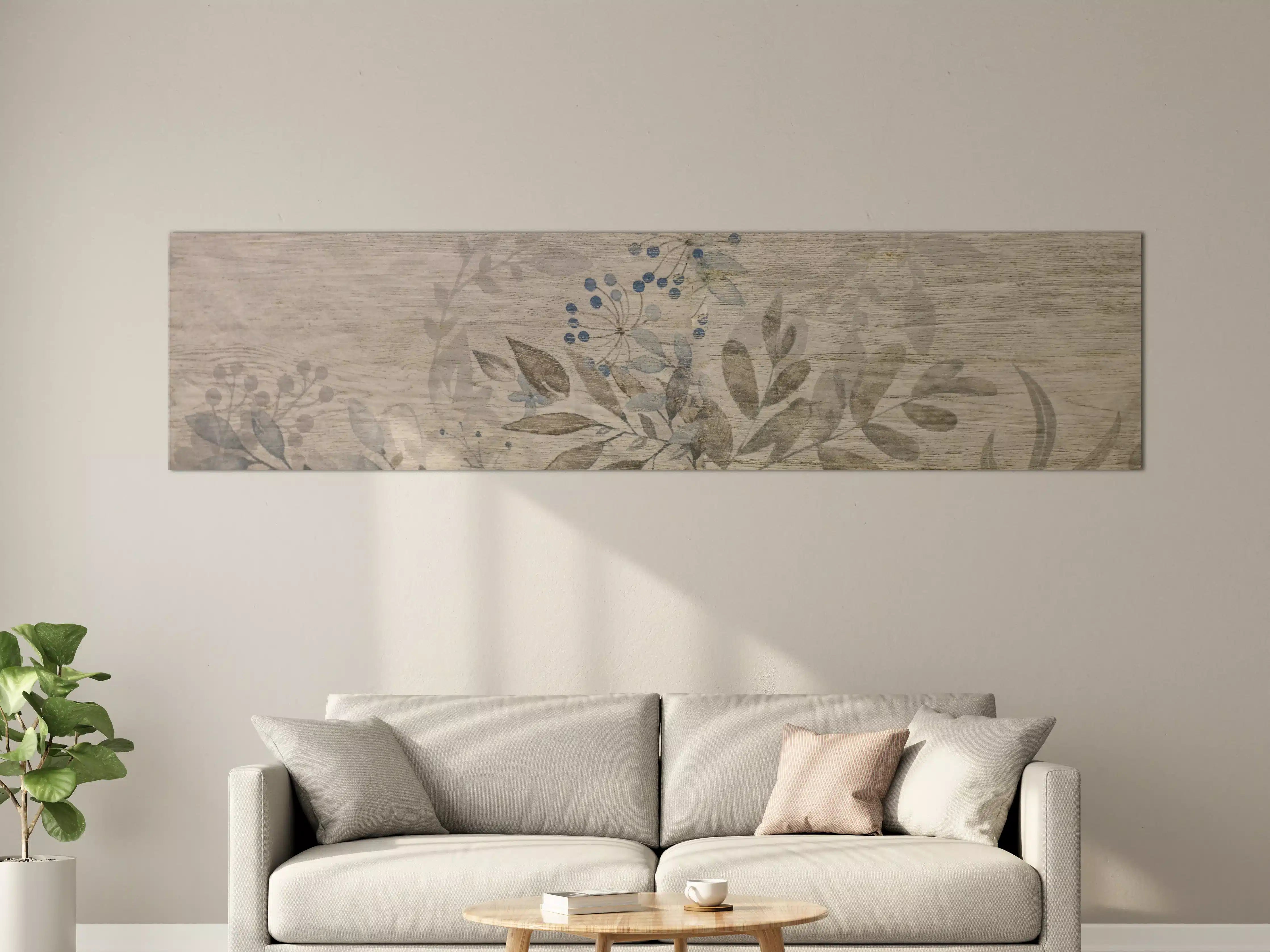 Große Wandbilder - Sanfte Naturblätter in Grau und Beige