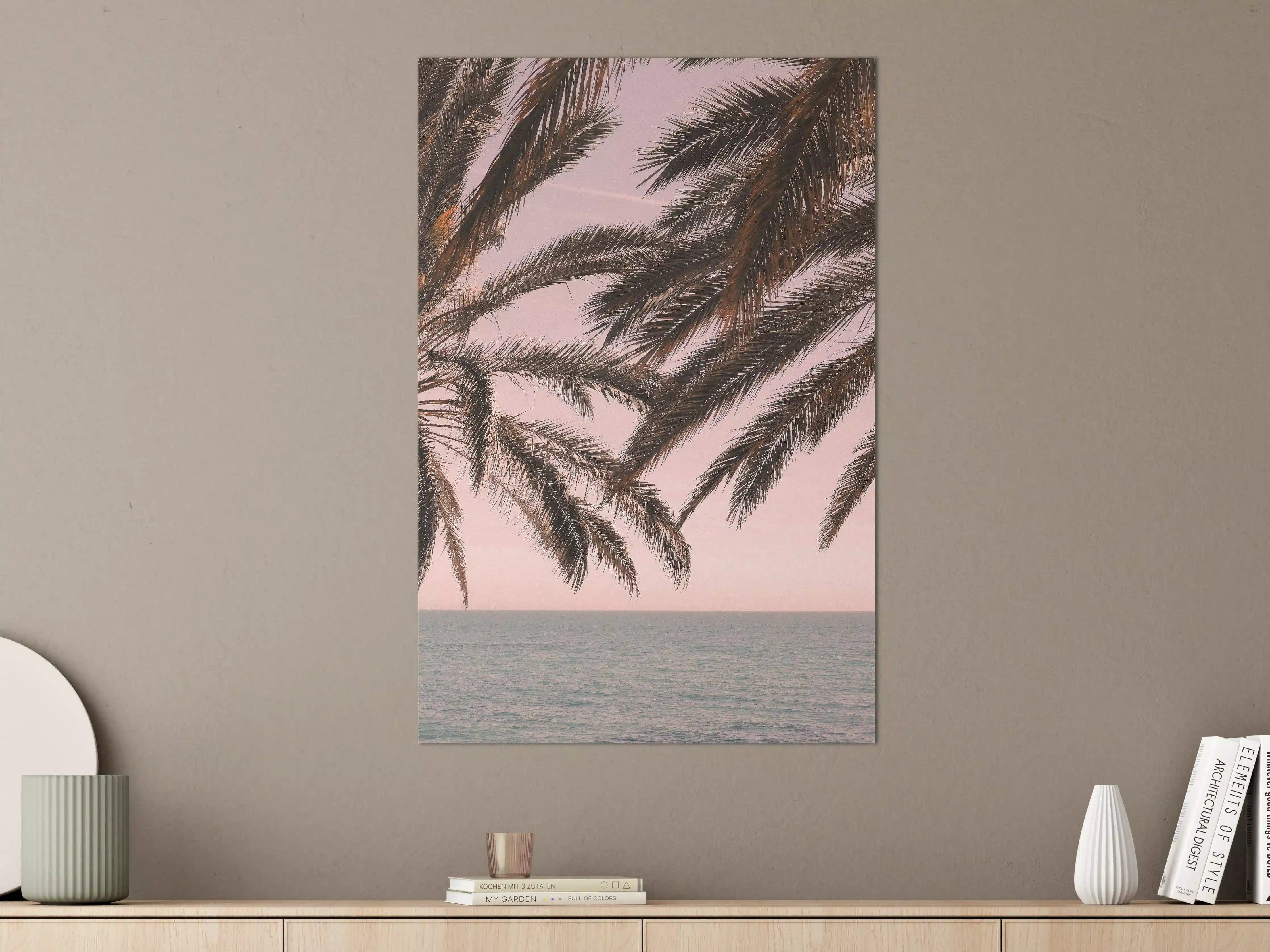 Große Wandbilder - Sanfte Palmen am Sonnenuntergang