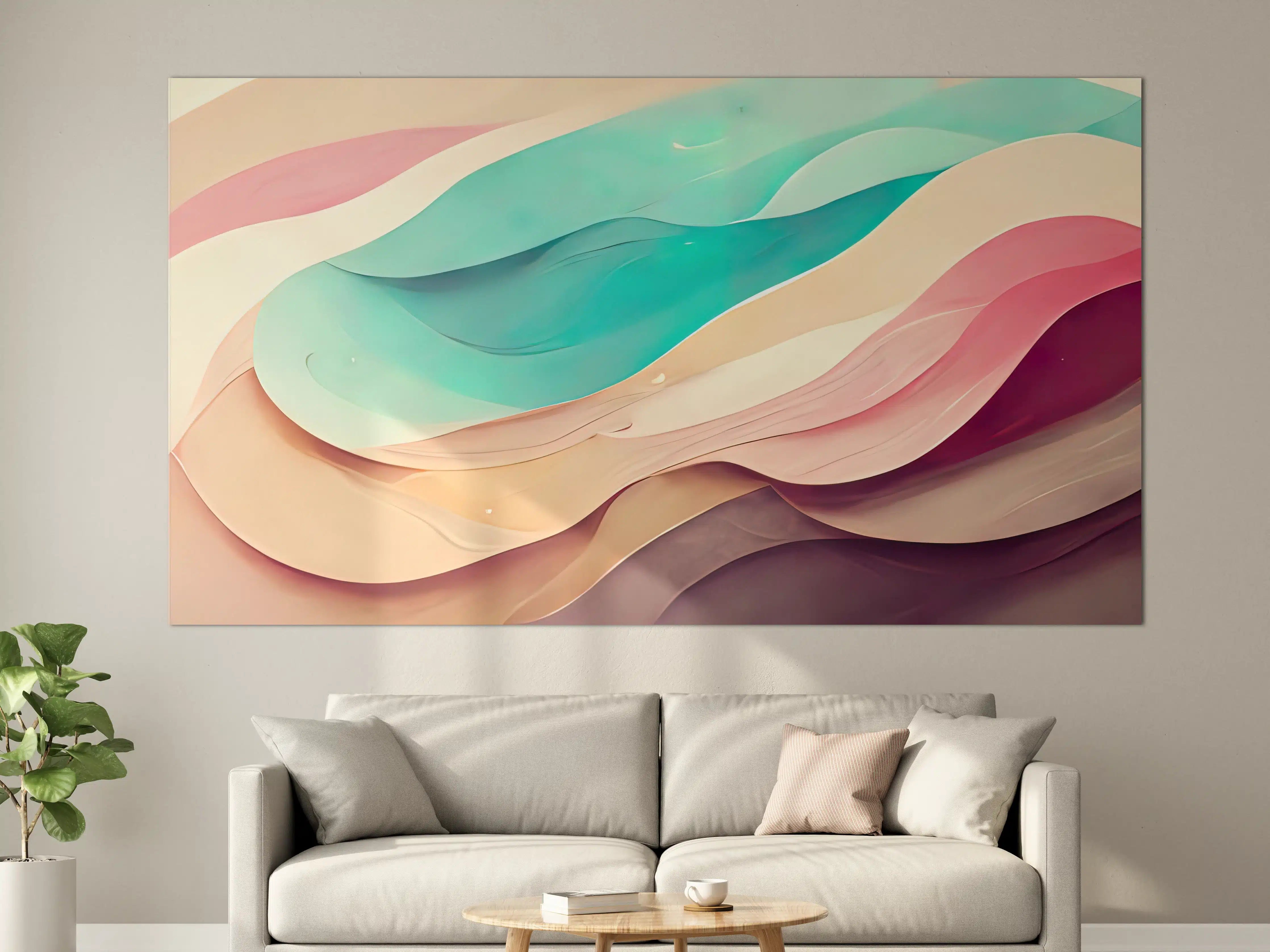 Große Wandbilder - Sanfte Pastell-Wellen in aquarellartiger Optik