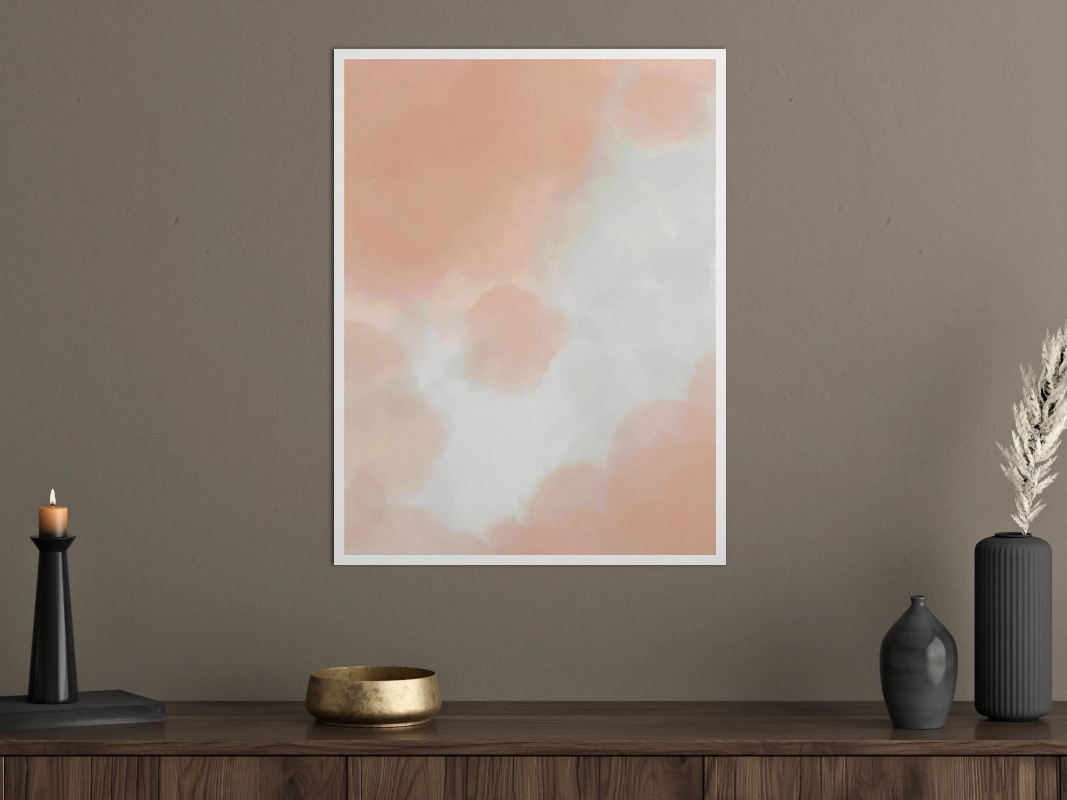 Große Wandbilder - Sanfte Pastellwolken in Pfirsich und Creme