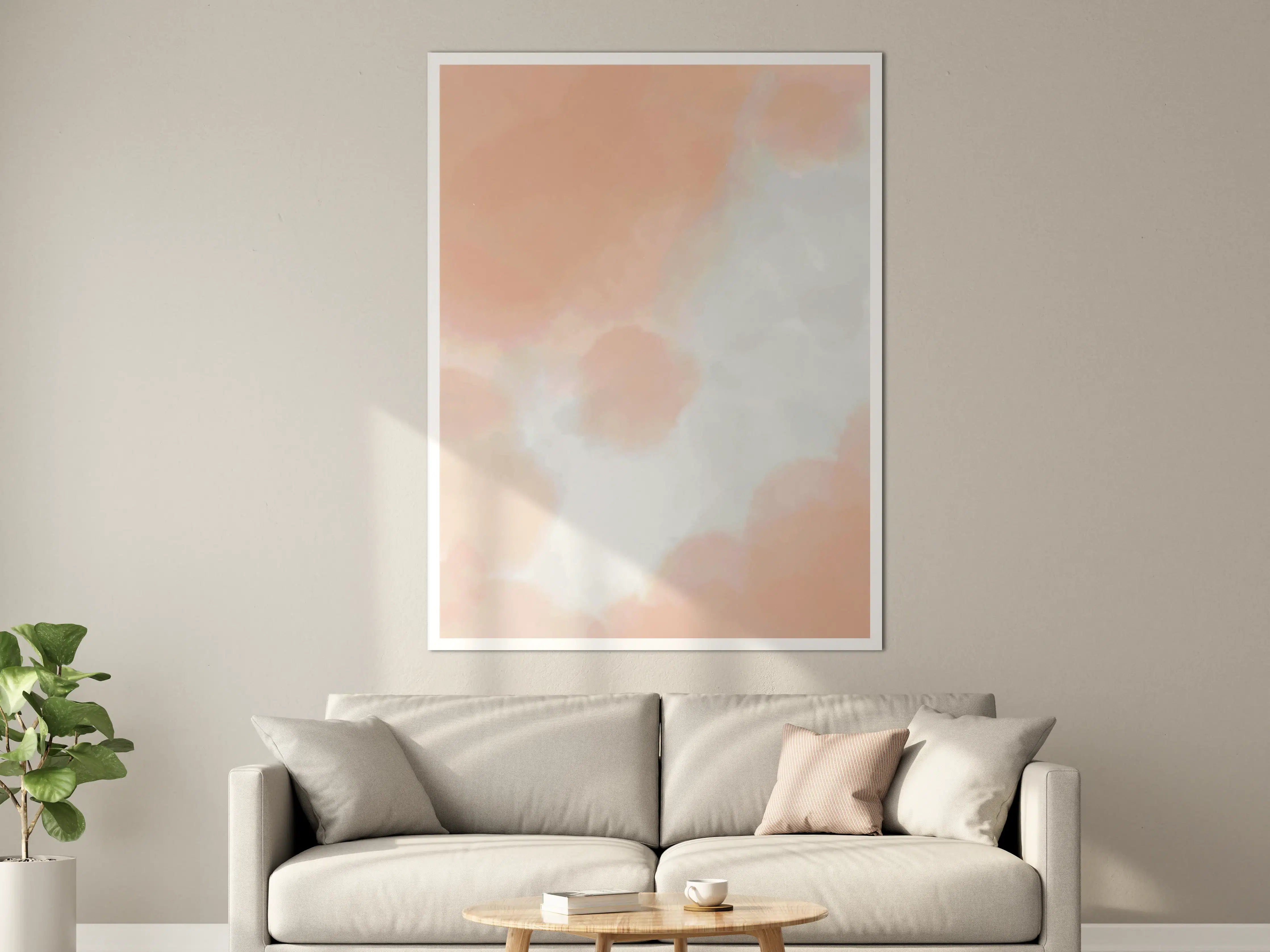 Große Wandbilder - Sanfte Pastellwolken in Pfirsich und Creme