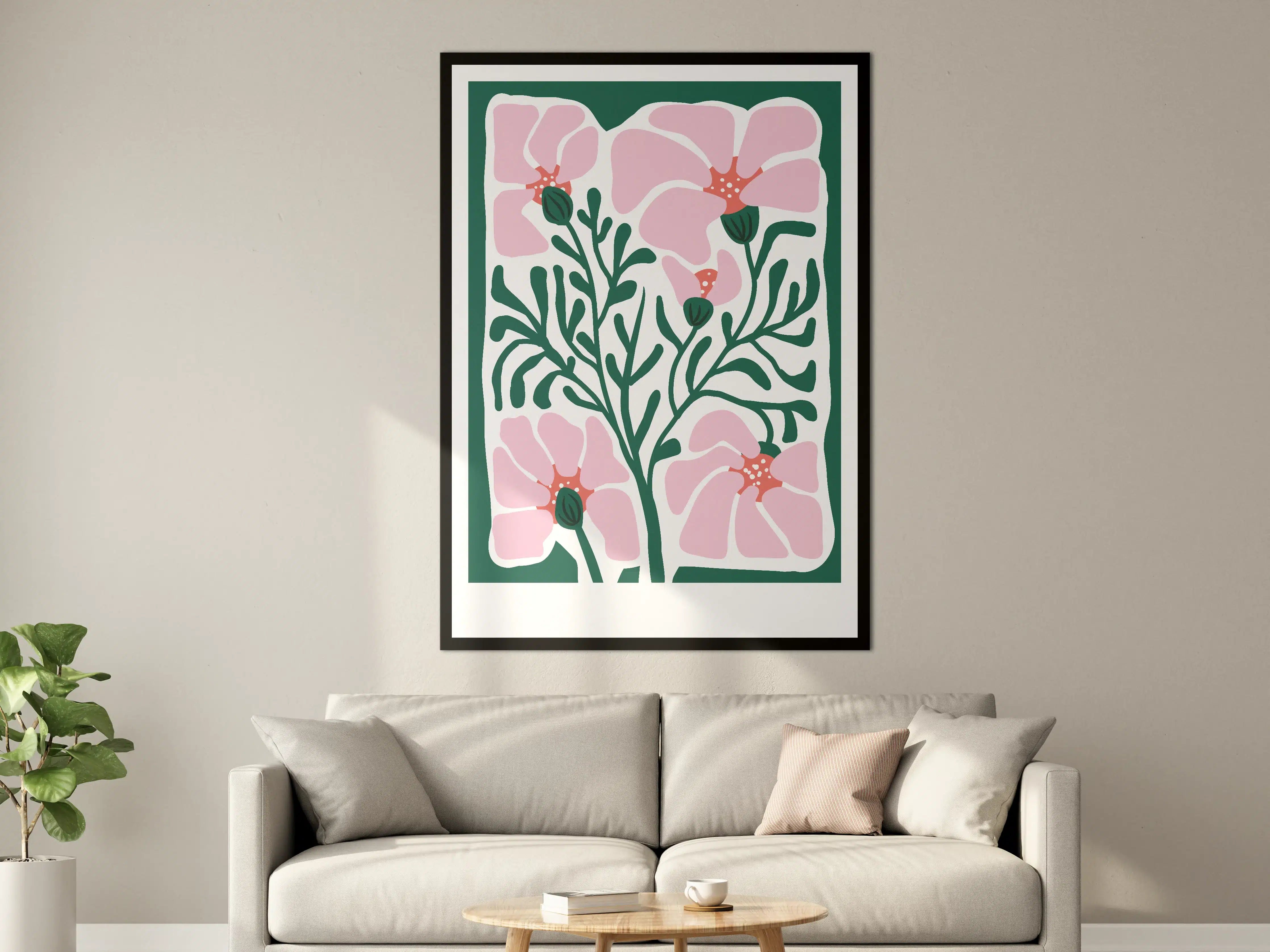 Große Wandbilder - Sanfte Pinkblumen auf dunklem Hintergrund