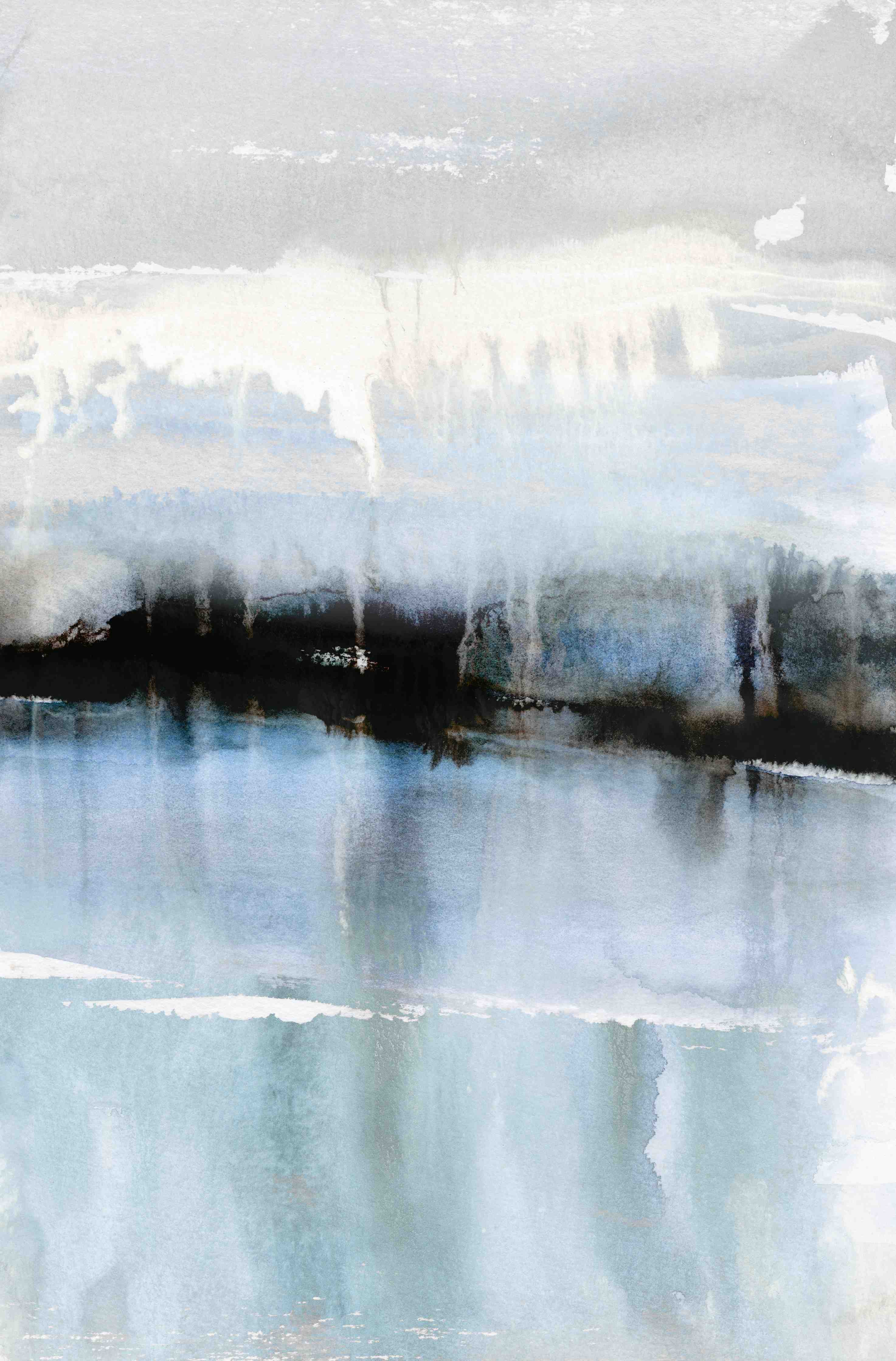 Große Wandbilder-Sanfte Wasserfarben in Blau und Grau