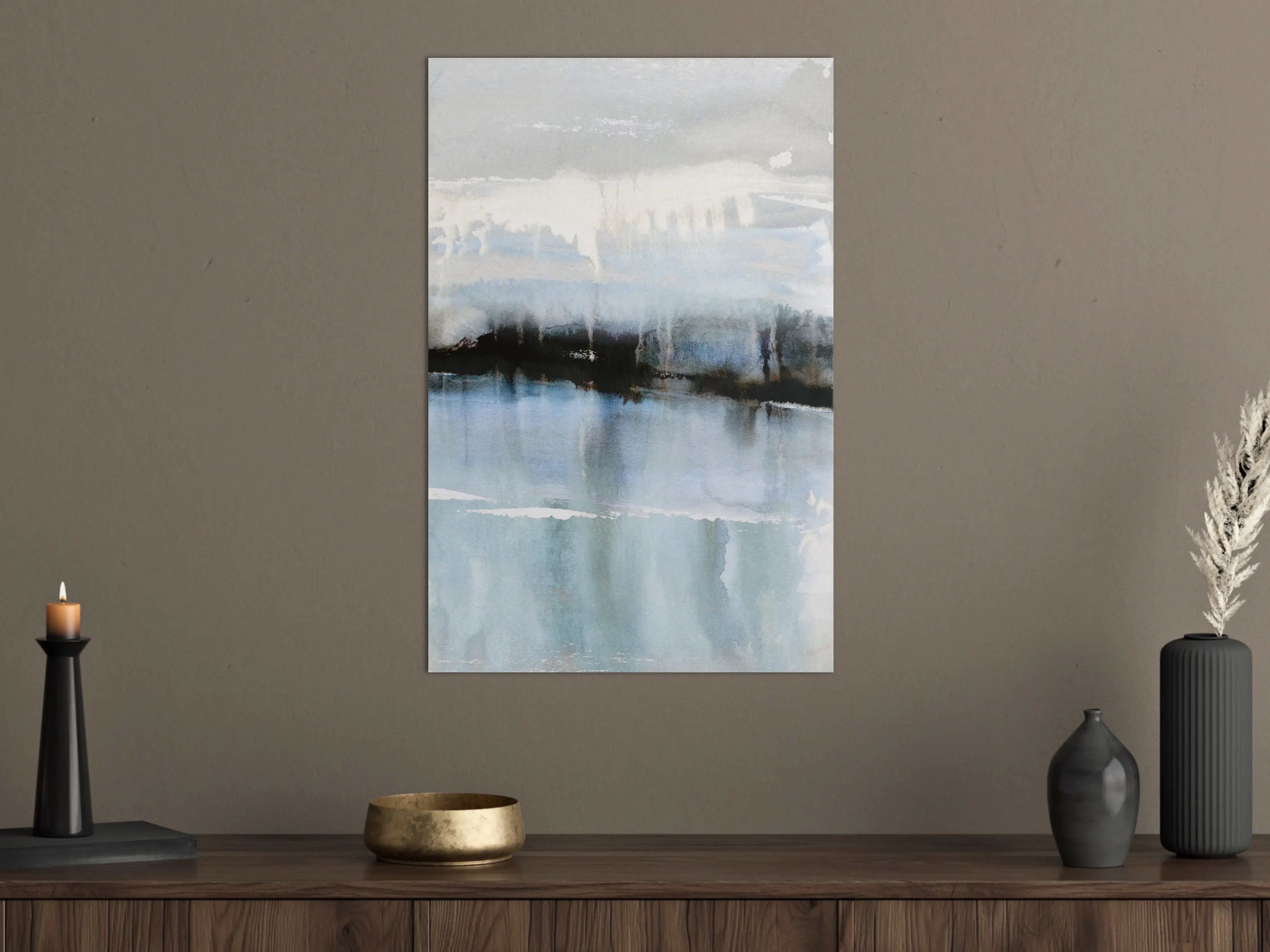 Große Wandbilder - Sanfte Wasserfarben in Blau und Grau