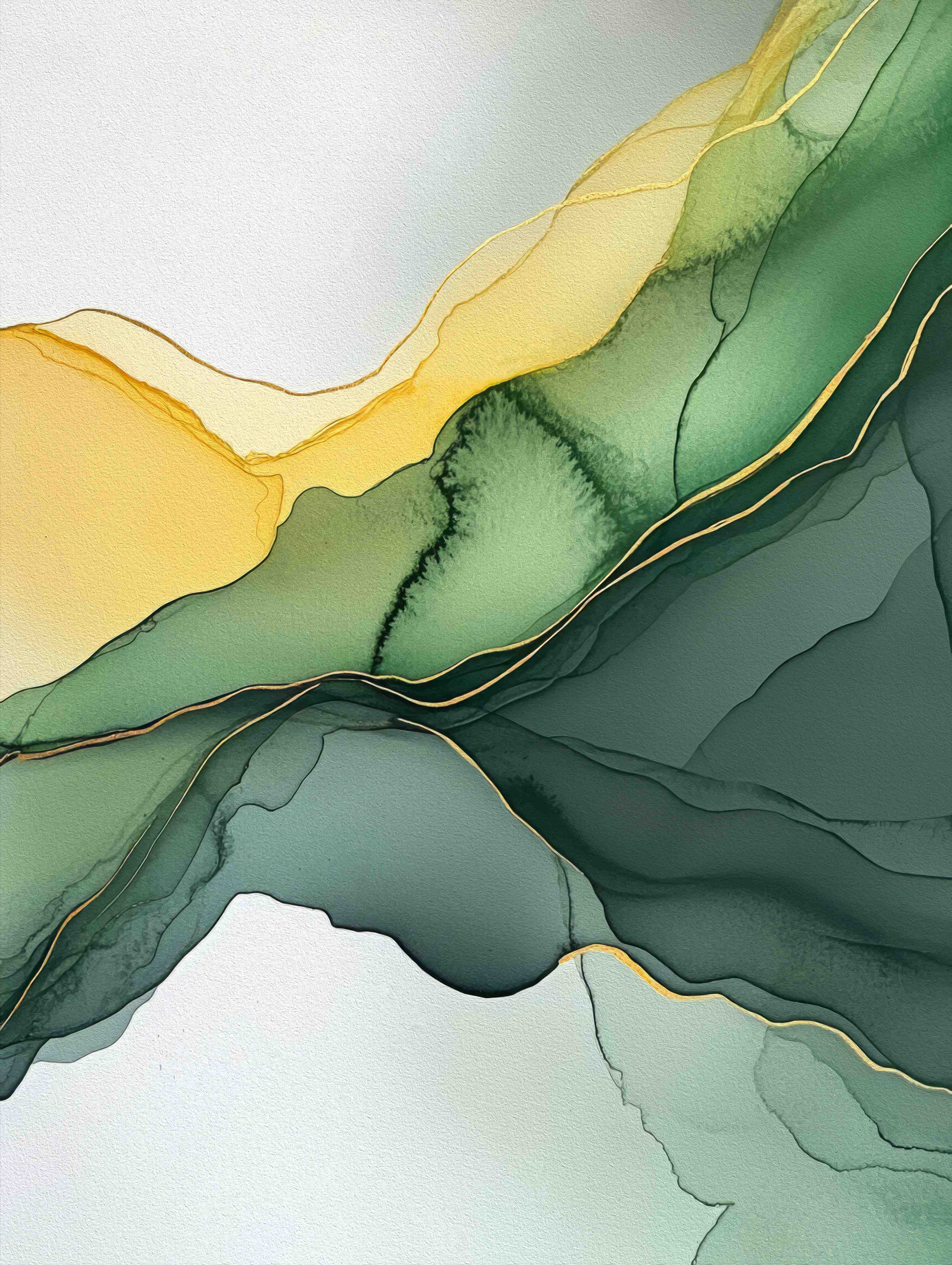 Große Wandbilder-Sanfte grüne und gelbe Wasserfarben-Textur