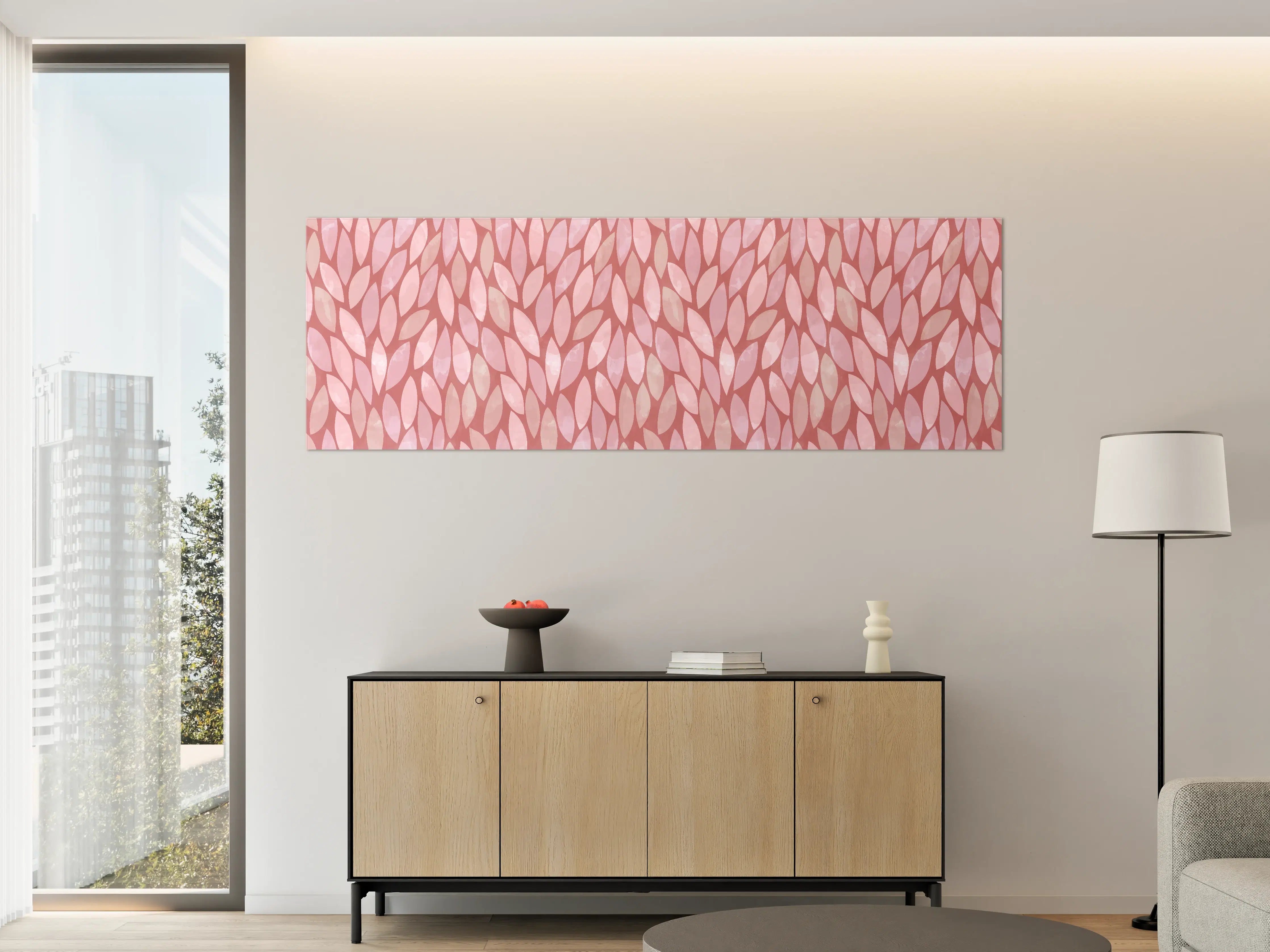 Große Wandbilder - Sanfte rosa Blätter Muster