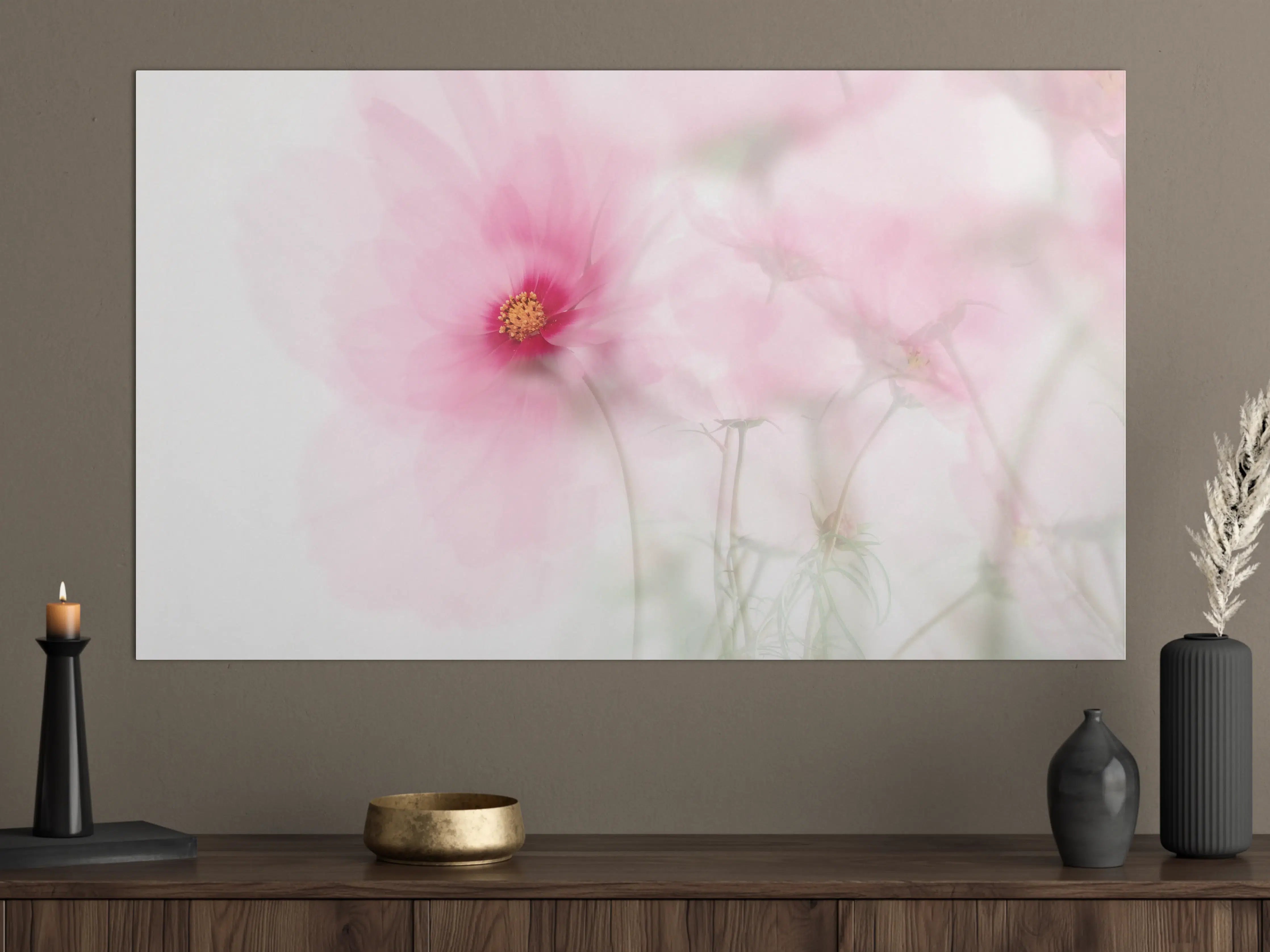 Große Wandbilder - Sanfte rosa Blumenwasser”,