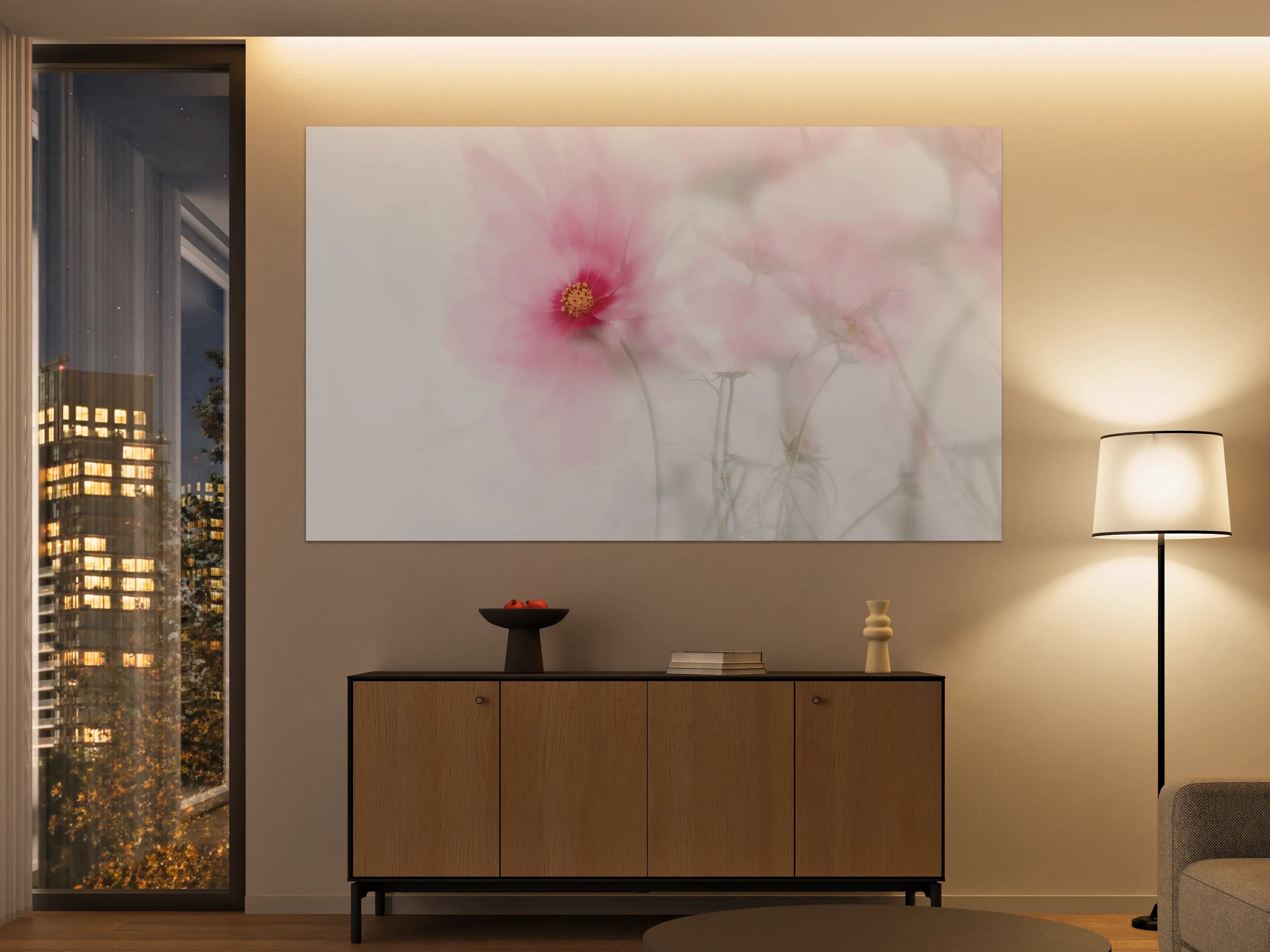 Große Wandbilder - Sanfte rosa Blumenwasser”,