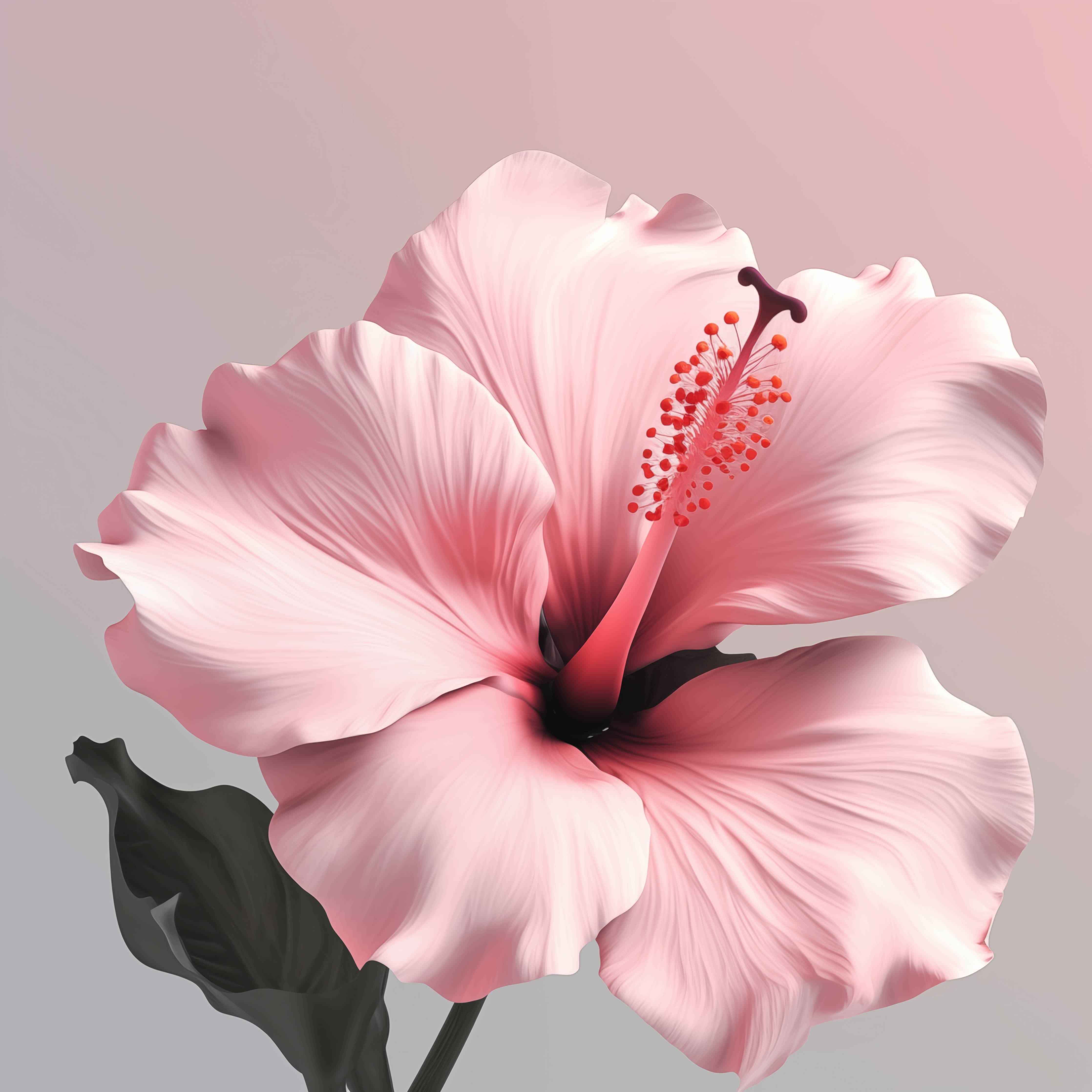 Große Wandbilder-Sanfte rosa Hibiskusblüte mit detailreicher Textur