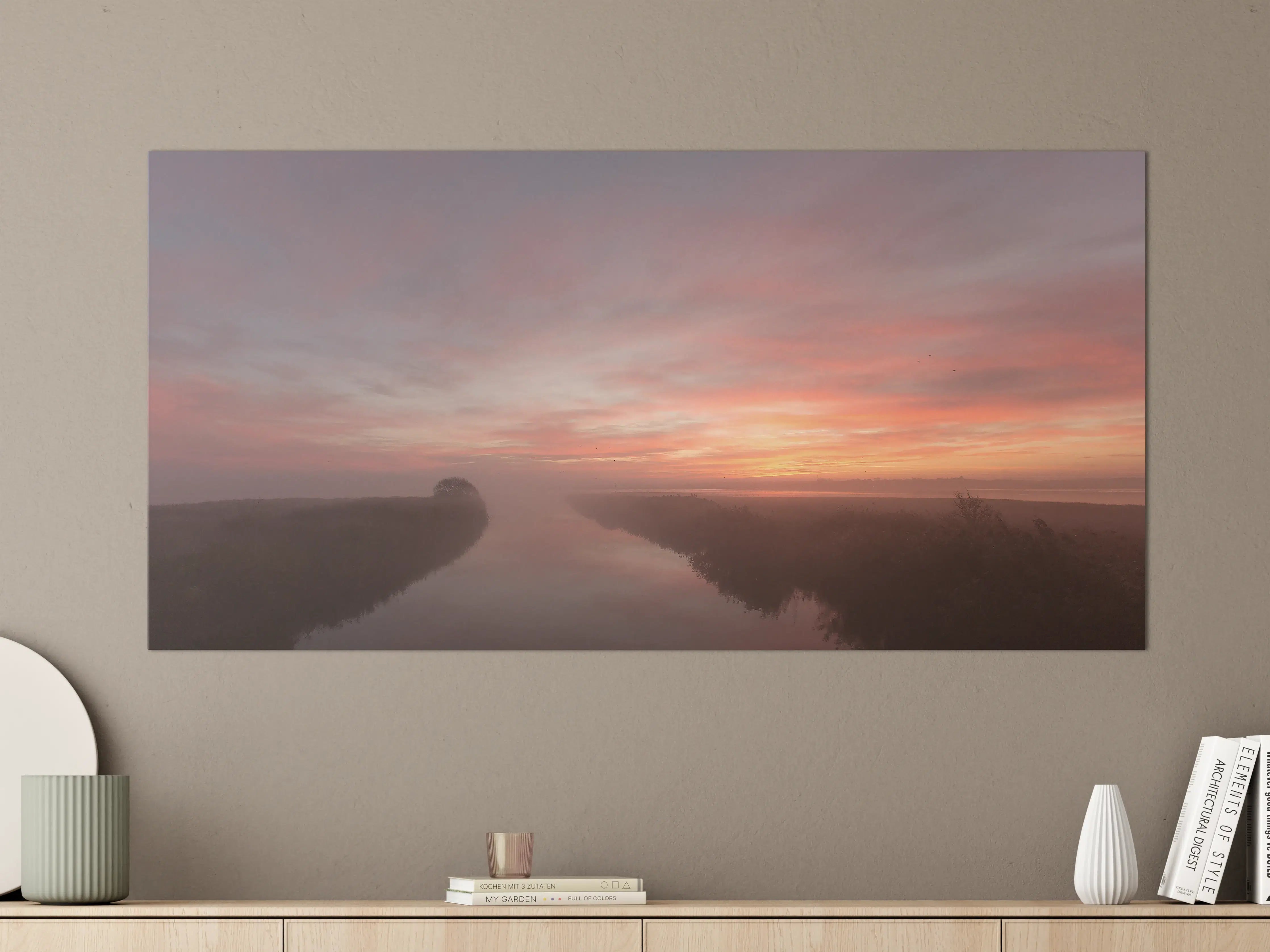 Große Wandbilder - Sanfter Sonnenuntergang über der Natur
