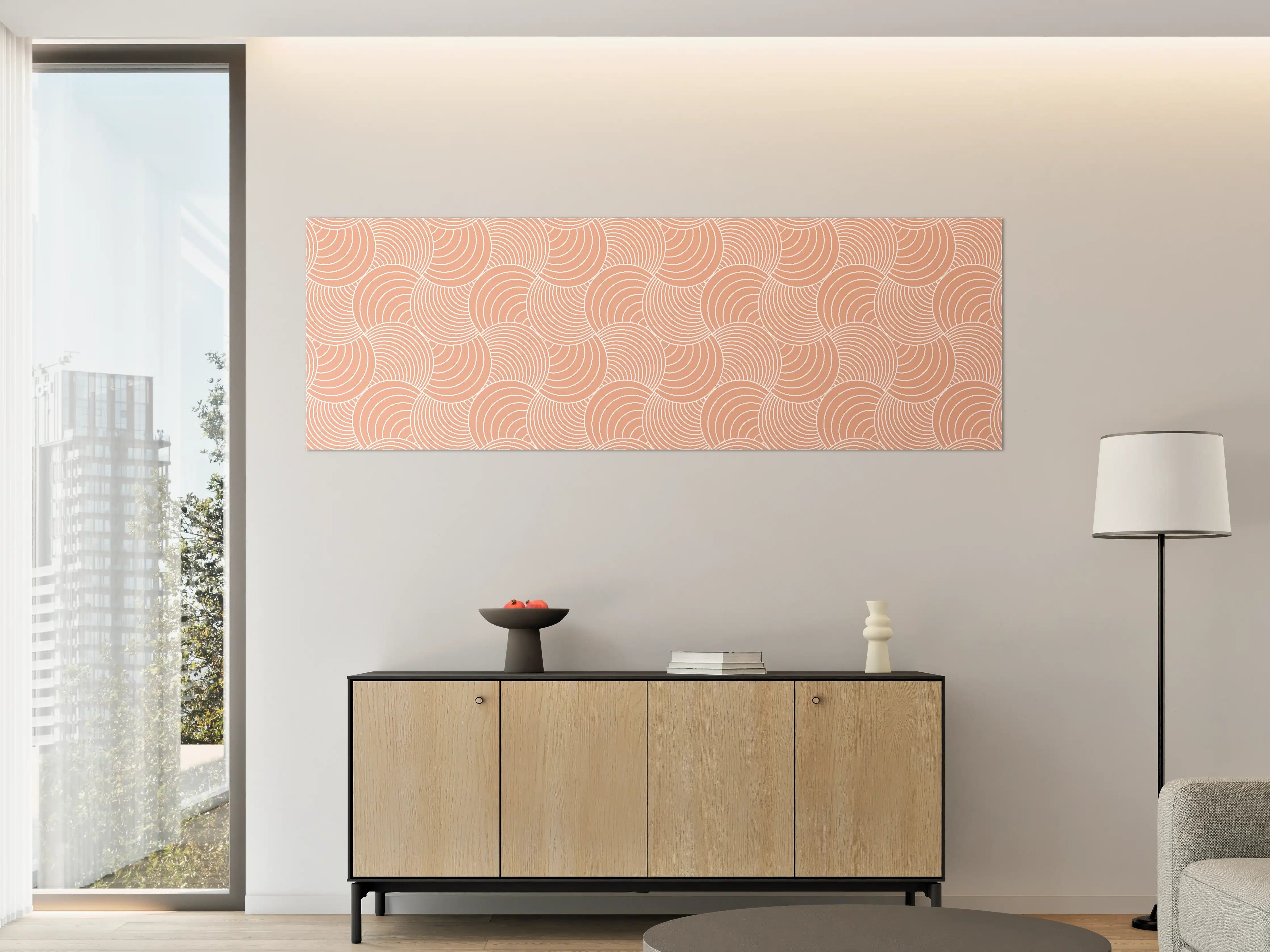 Große Wandbilder - Sanftes Peach-Design mit feinen Linien